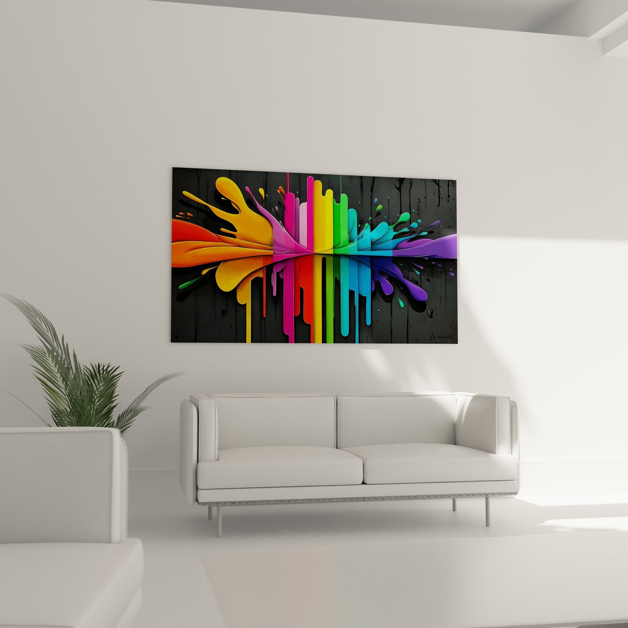 Détail explosion de couleurs vives tableau abstrait, texture peinture moderne