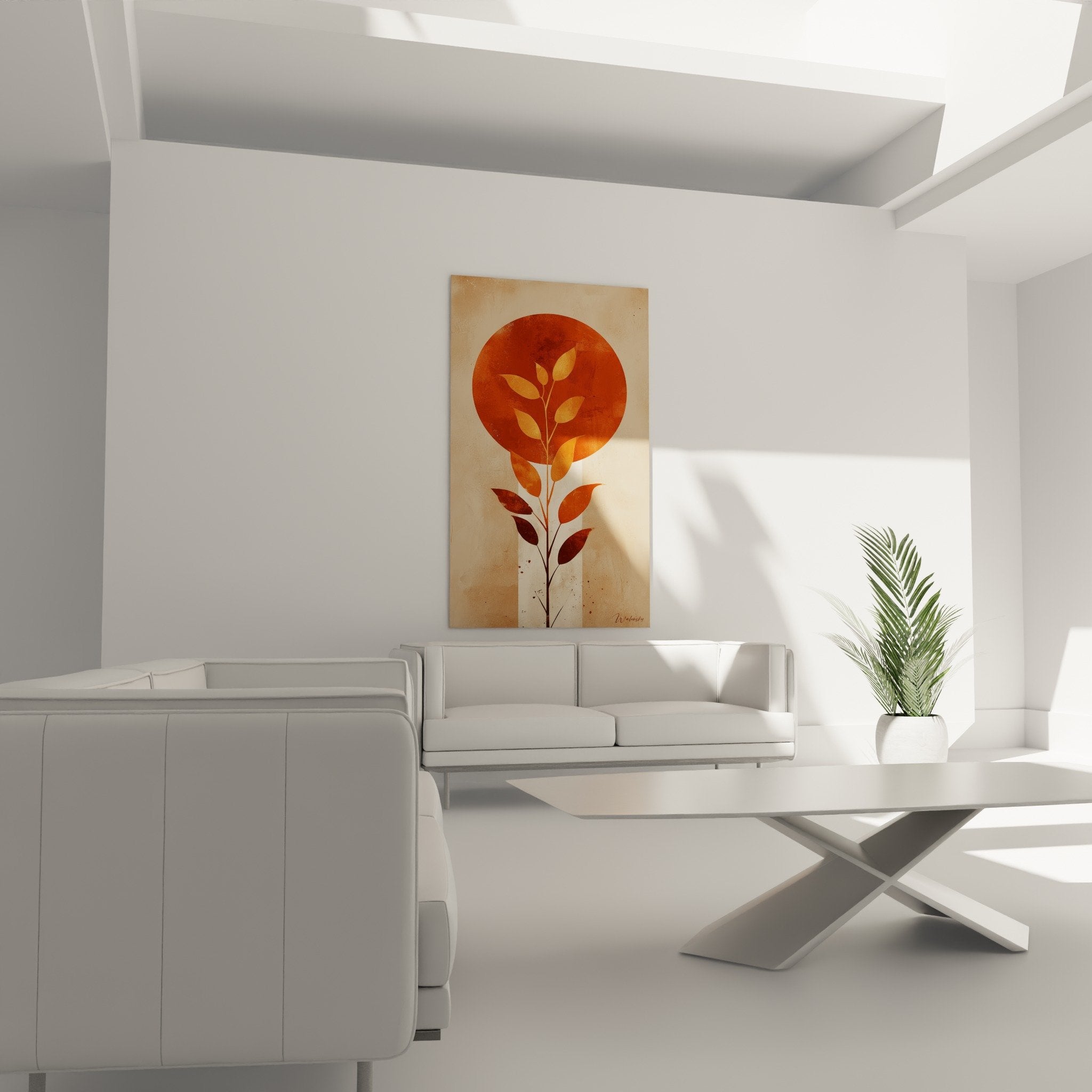 Detail orange- und braune Blätter Sonnenkreis handwerkliche Texturen Feng-Shui-Kunstwerk Erdmittelpunkt