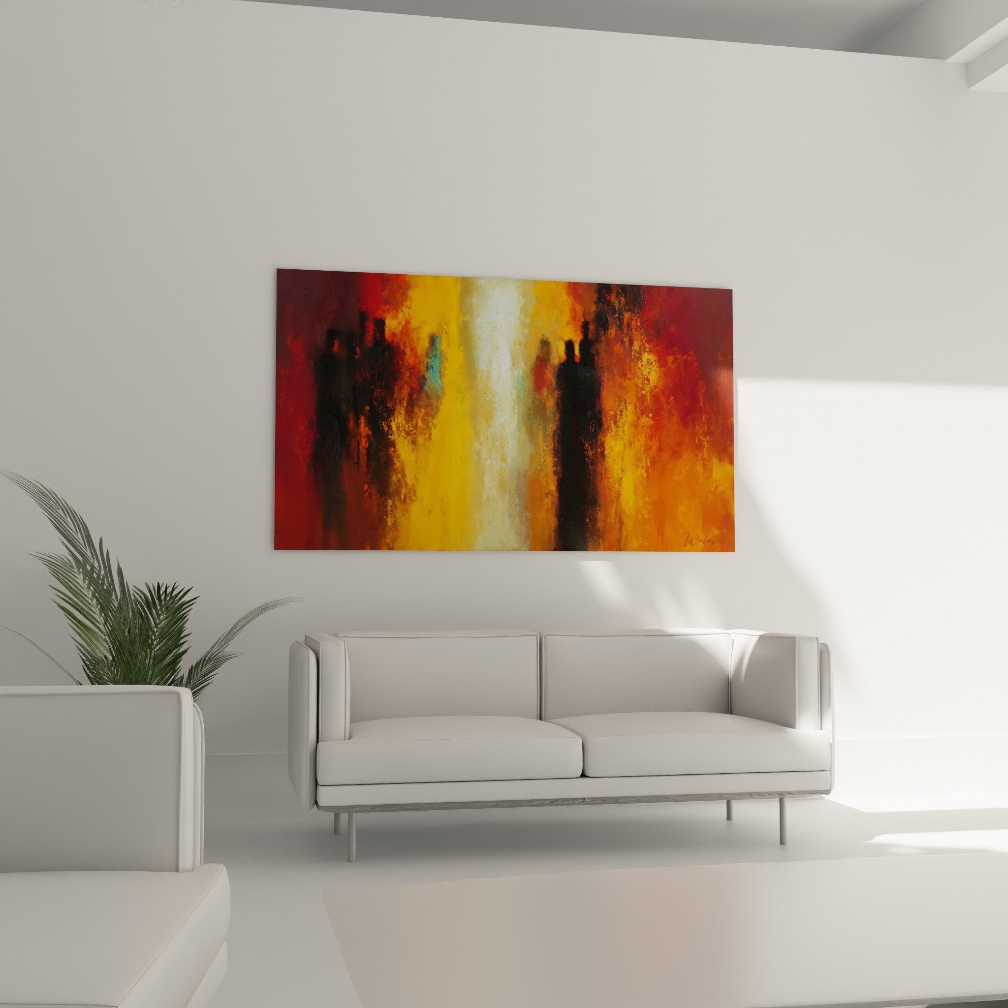 Detail orange yellow flames bright white golden center abstract painting texture feng shui south fire close-up