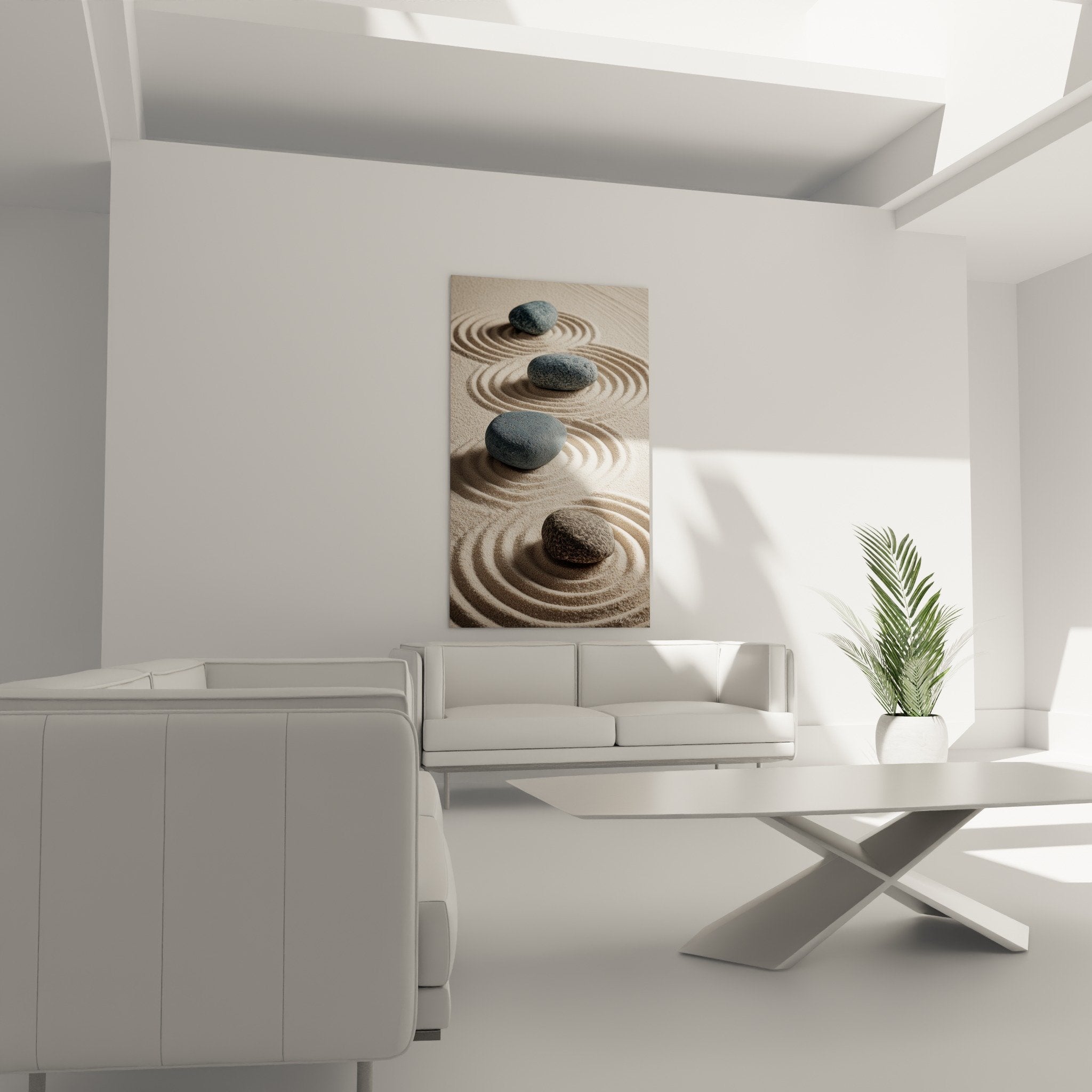 Détail galets gris texture sable ratissé cercles concentriques art zen japonais minimaliste