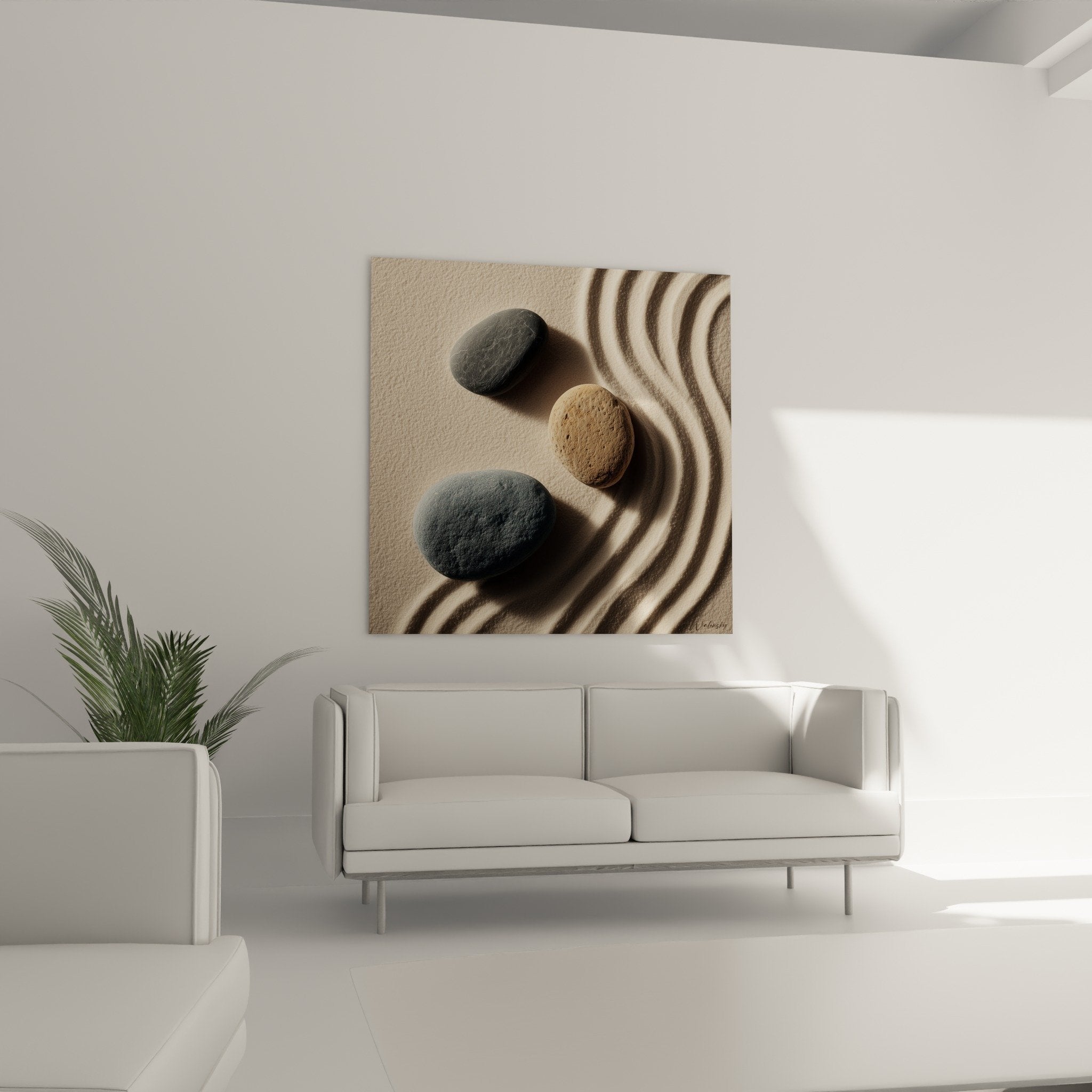Détail rapproché galets textures pierres naturelles sable fin motifs zen composition minérale artistique