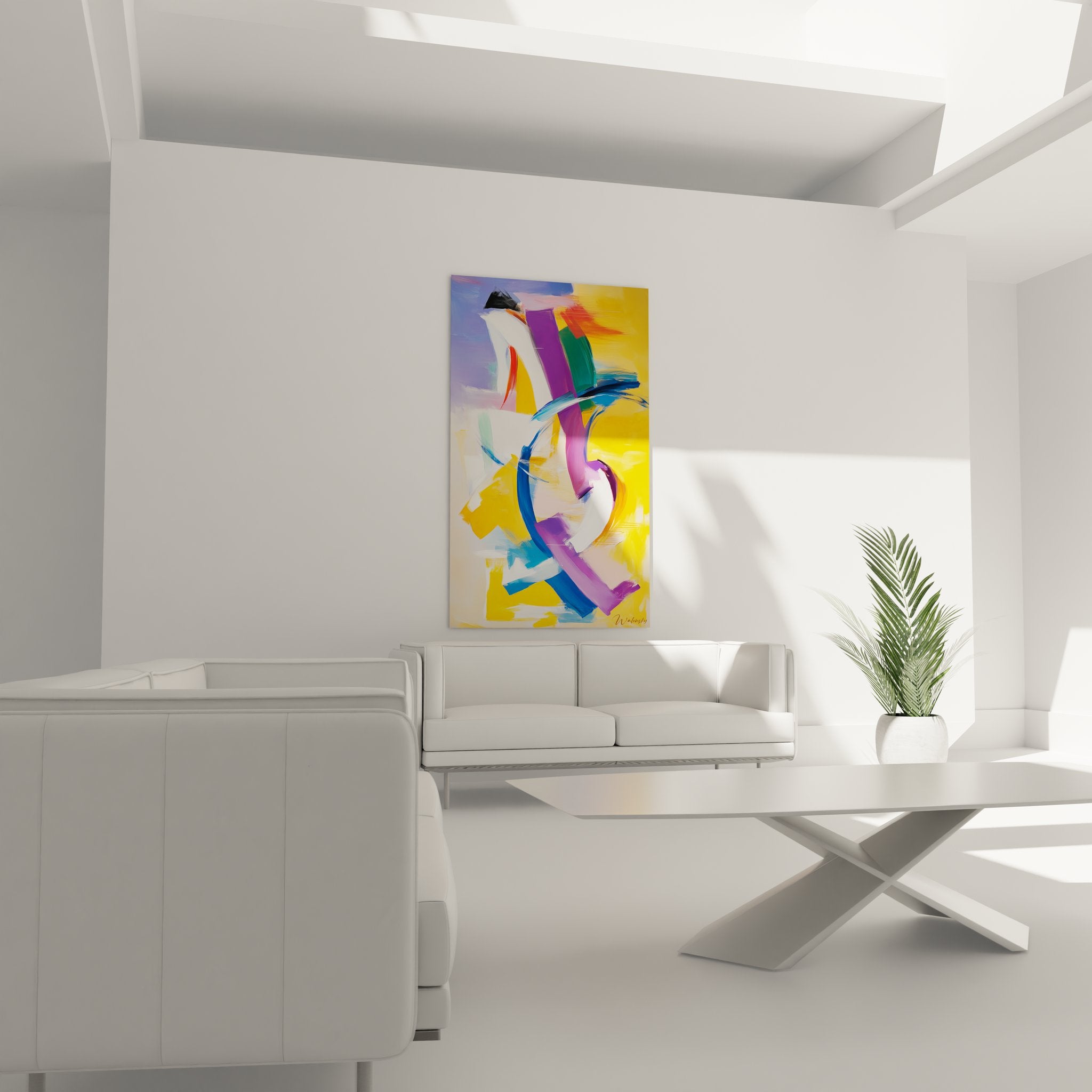 Gros plan détail tableau abstrait peinture moderne brushstrokes colorés art contemporain texture