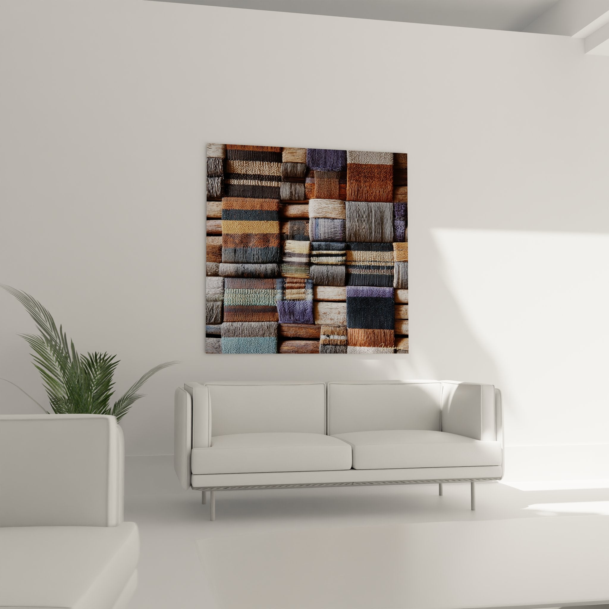 Gros plan détail tissus africains artisanaux motifs géométriques fibres naturelles