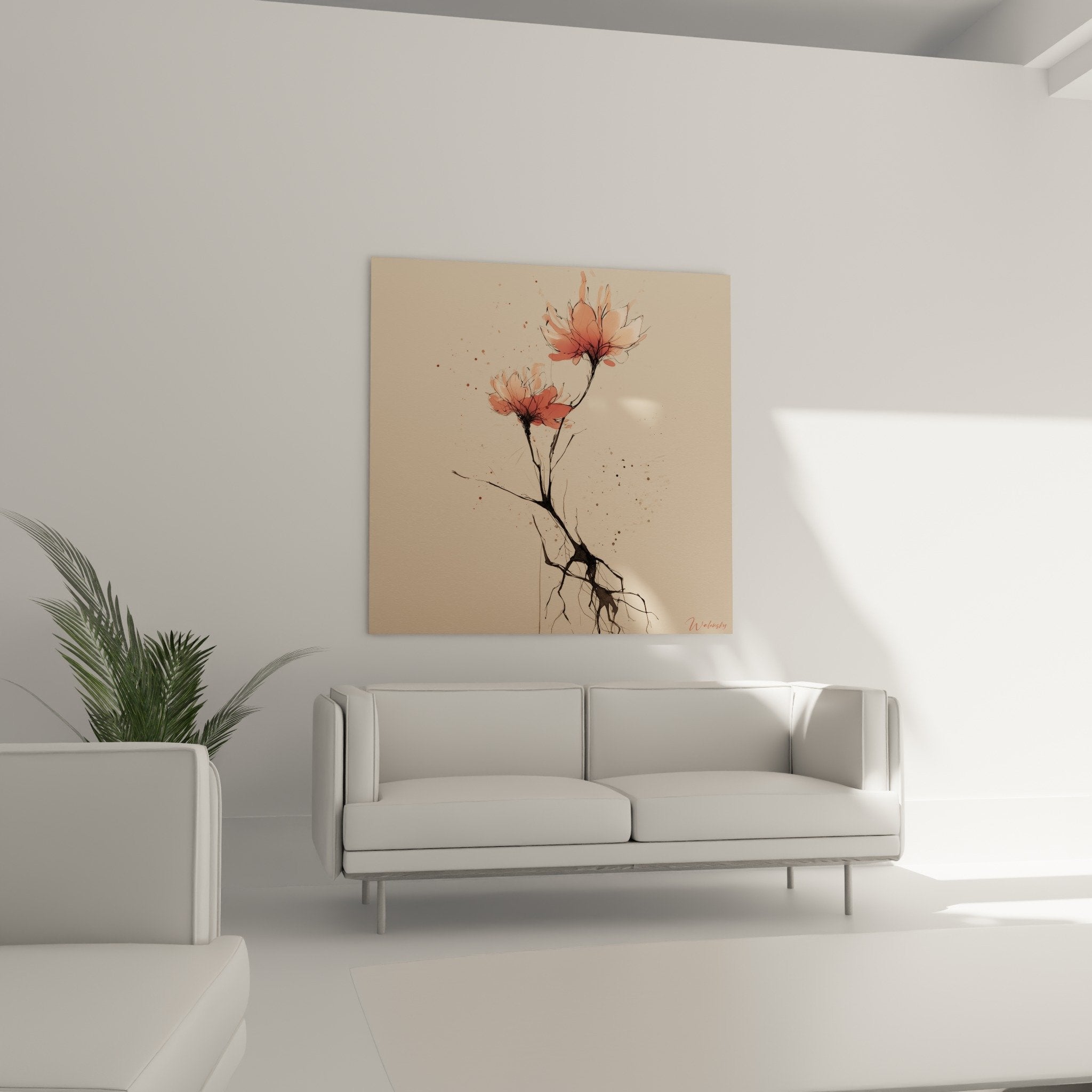 detail magnolia corail aux petales delicats, art floral japonais ikebana avec eclaboussures subtiles