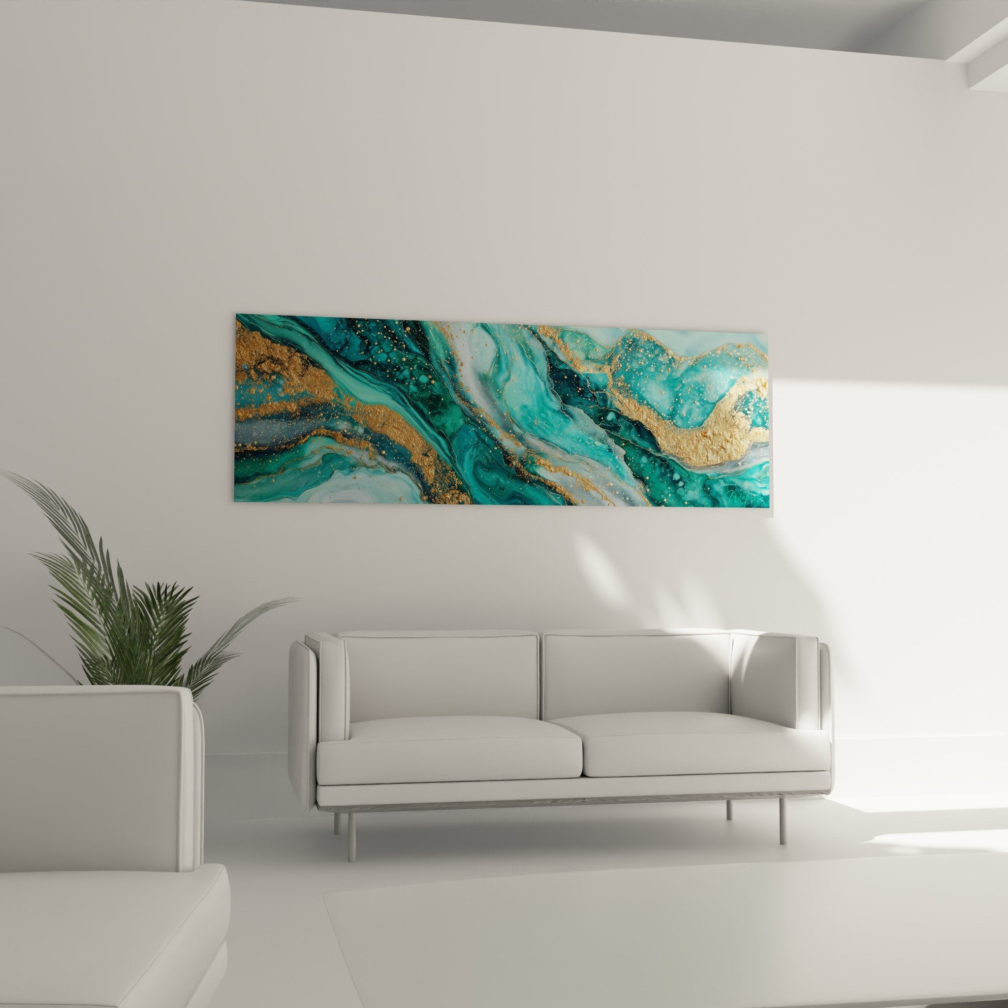 Abstract marble painting with golden veins sparkling turquoise bubbles fluid texture detail