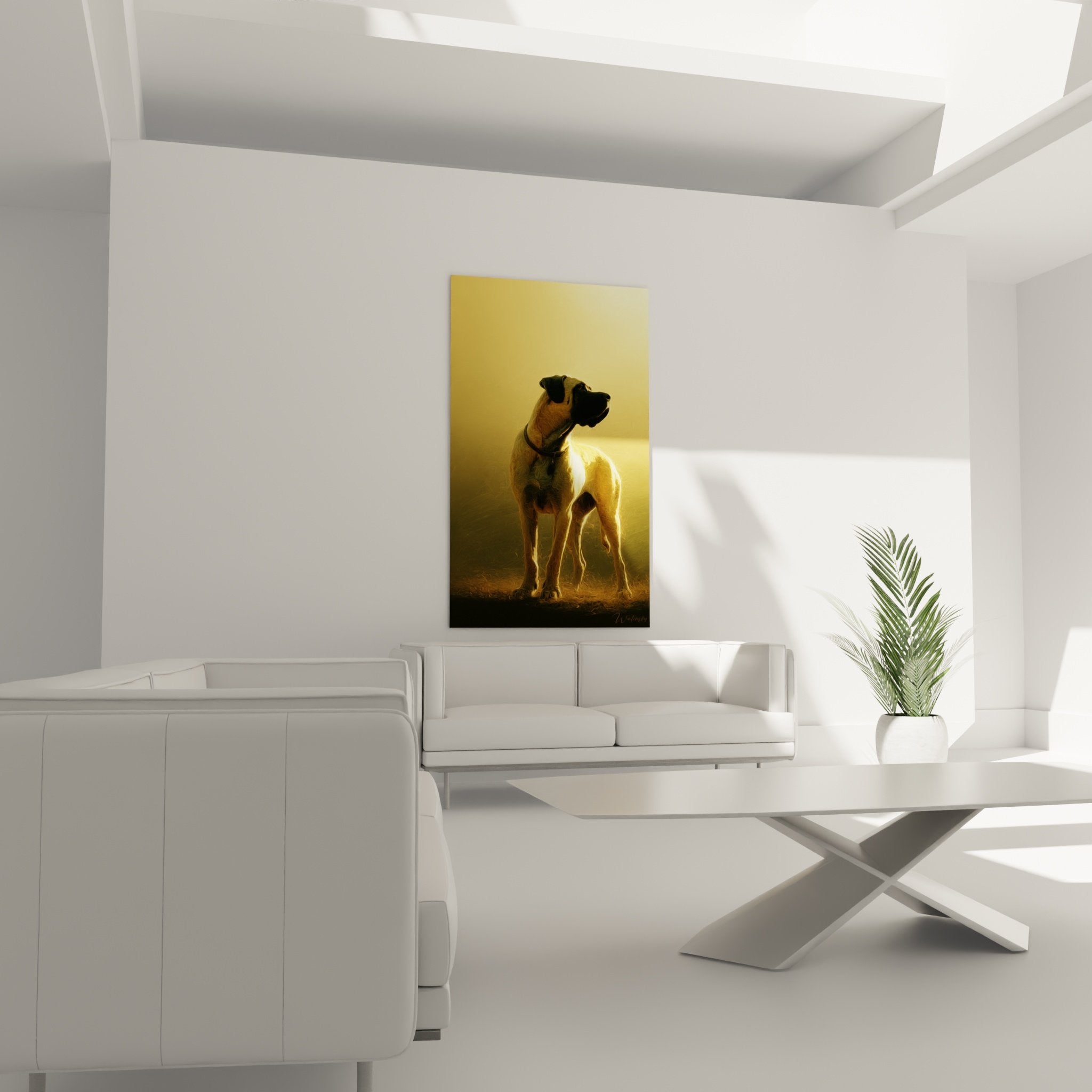 Détail du portrait Mastiff Anglais montrant les reflets cuivrés sur le pelage fauve