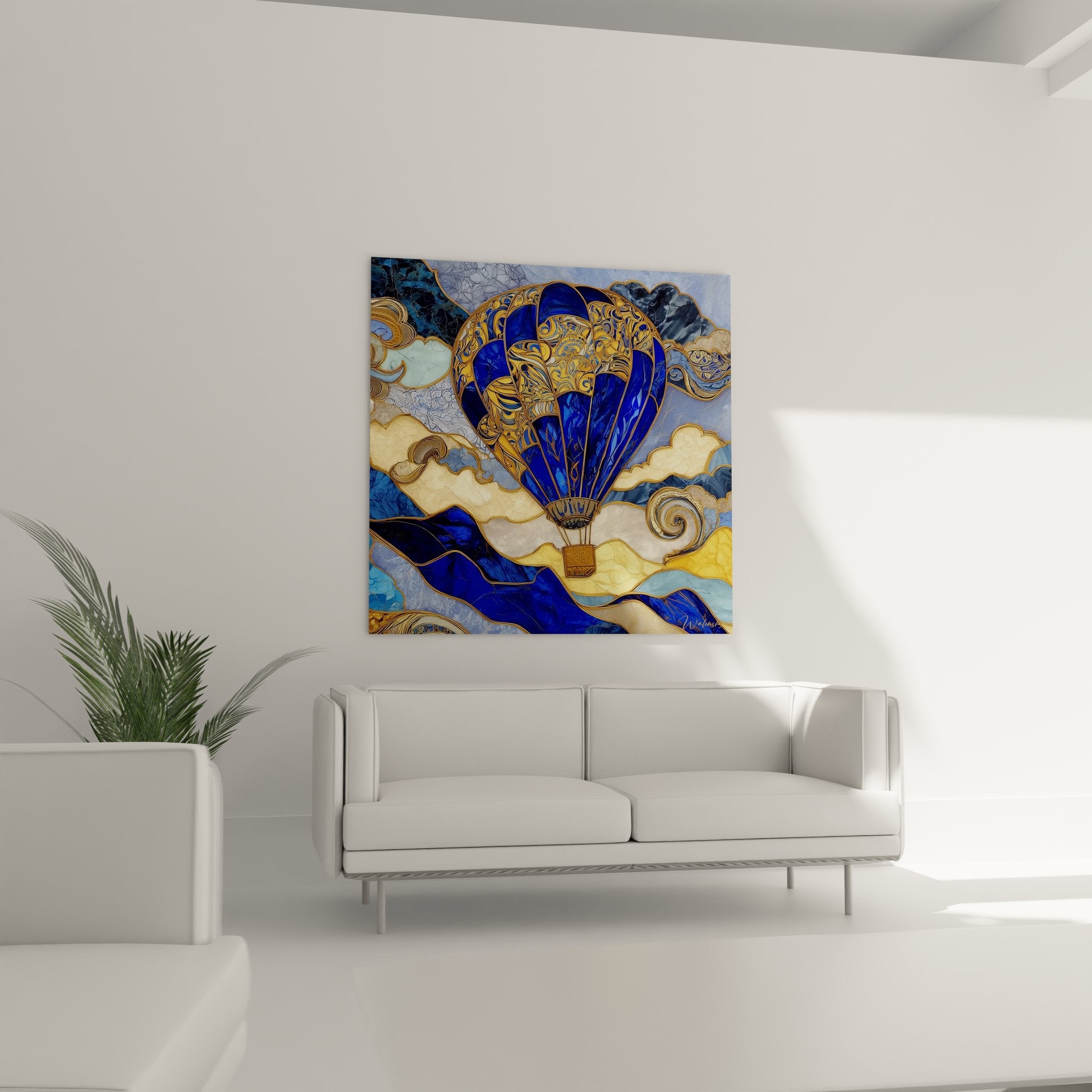 Détail gros plan montgolfière ornementale motifs dorés art nouveau ciselés finement travaillés