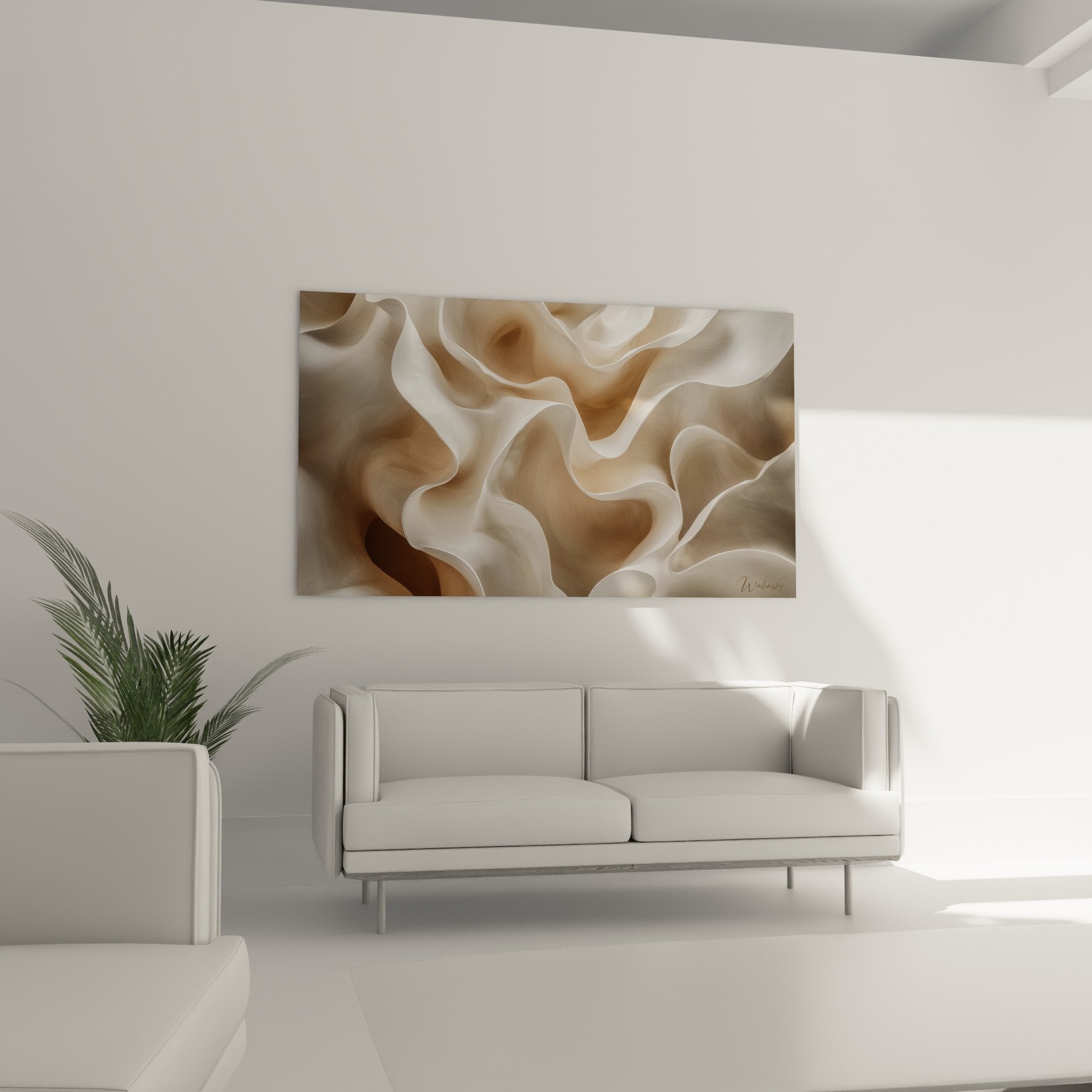 detail wavy beige shapes golden reflections wrinkled silk texture abstract feng shui earth center