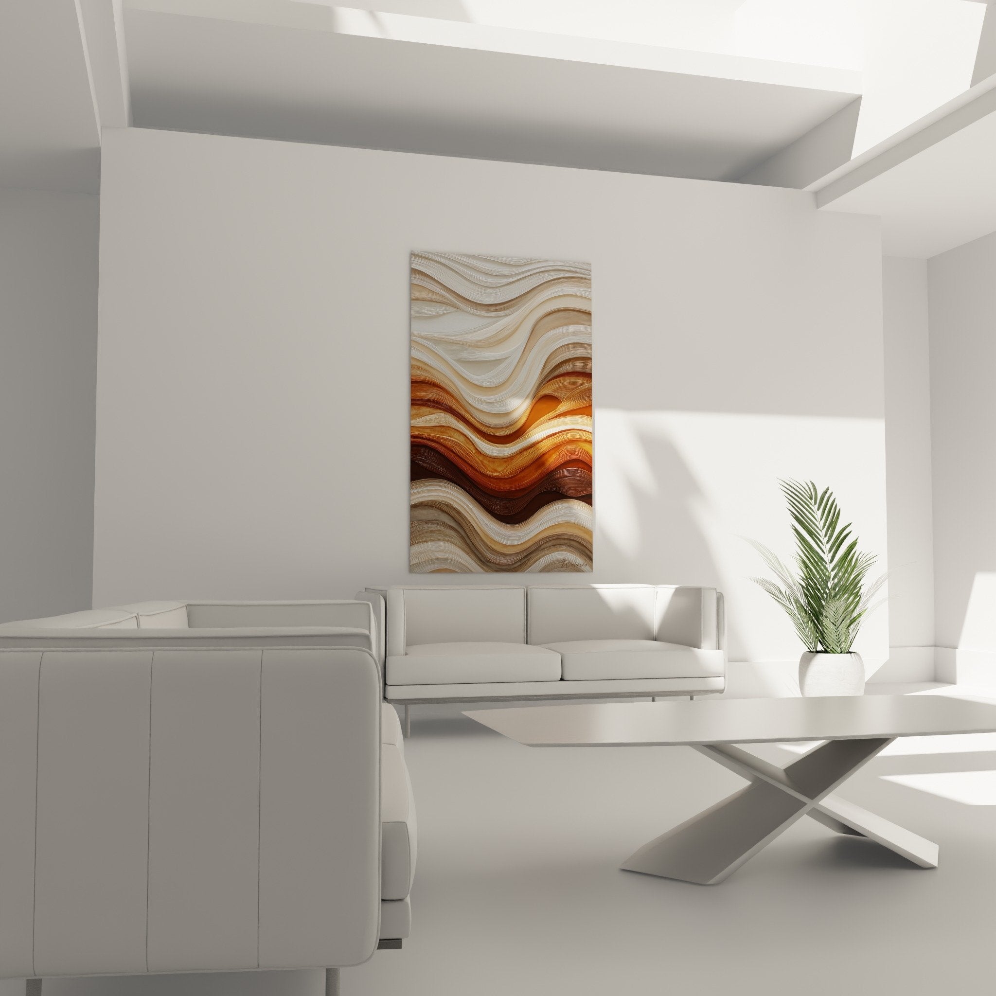 Detail ondulations cuivrees et blanches texture fluide organique mouvement naturel feng shui centre terre