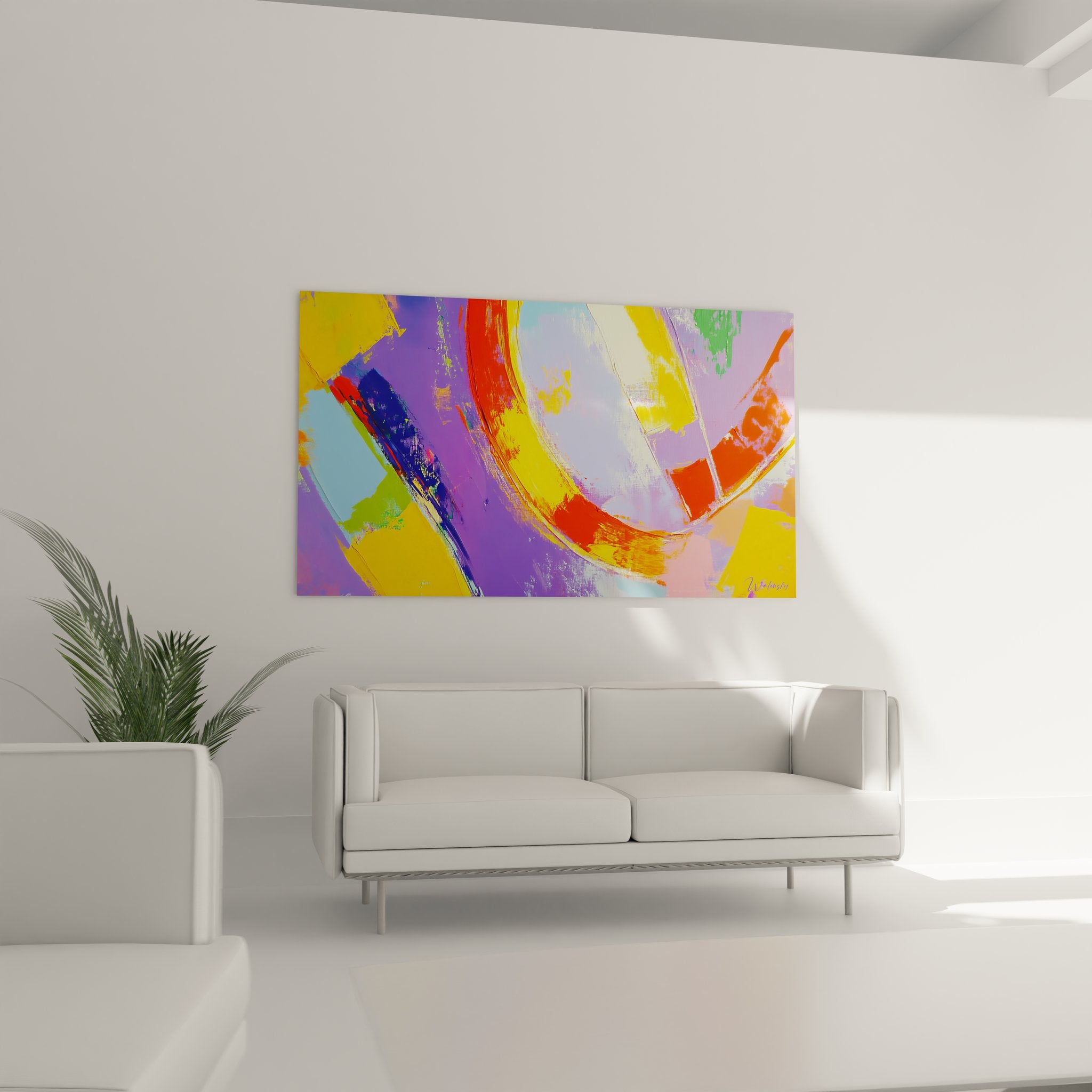 Détail rapproché peinture abstraite montrant textures et mélanges de couleurs vives expressives