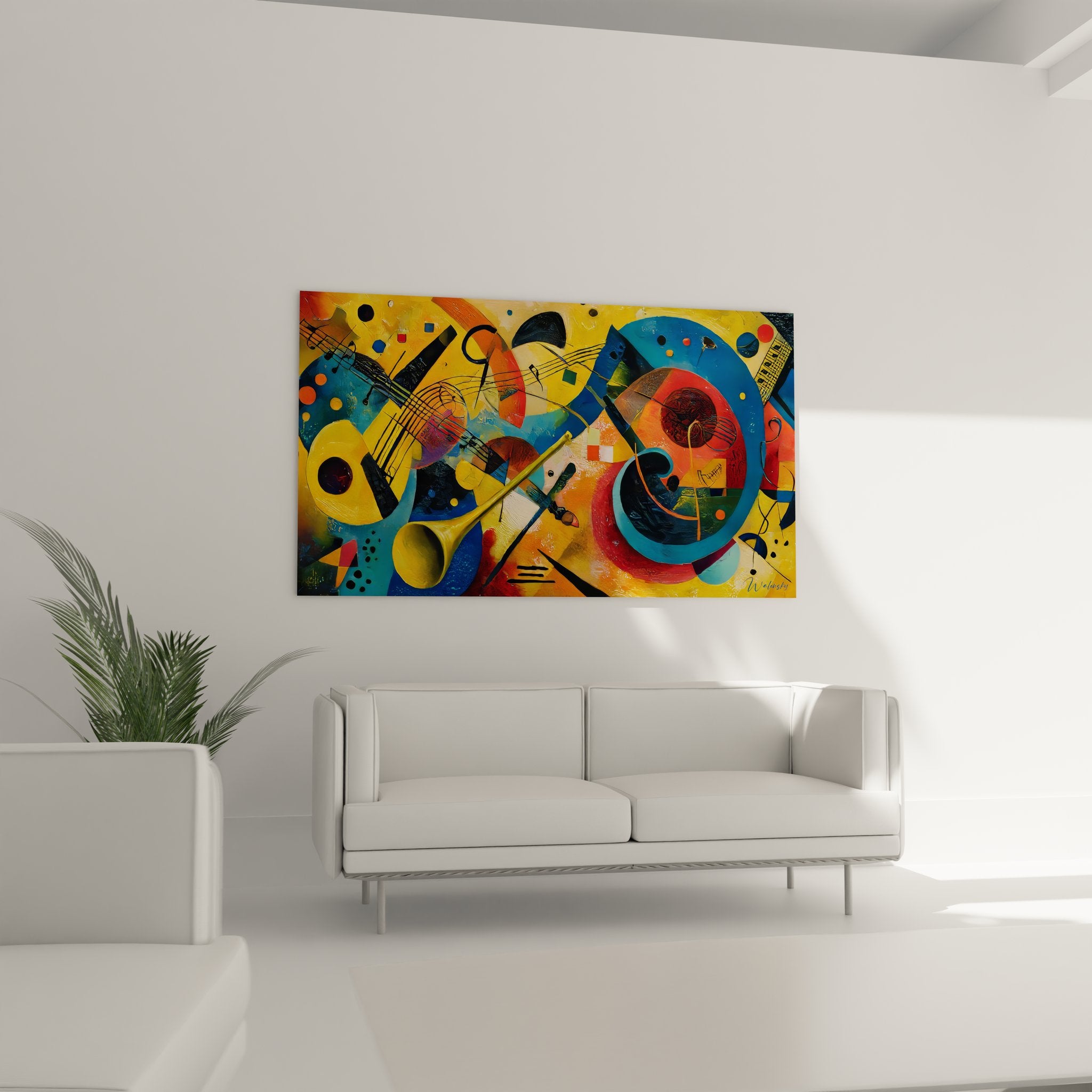 Détail gros plan peinture abstraite formes circulaires et lignes géométriques colorées