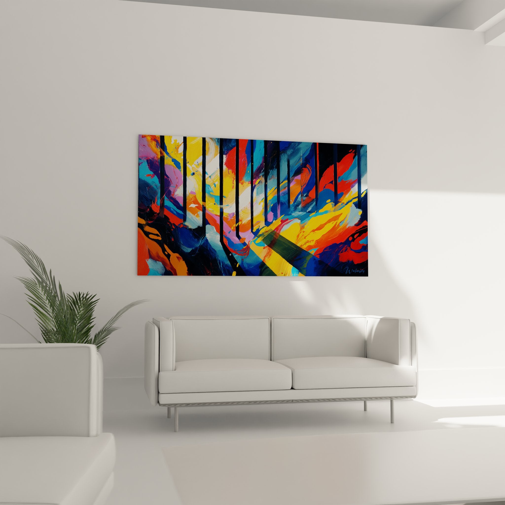 Détail peinture abstraite géométrique couleurs vives formes colorées art contemporain