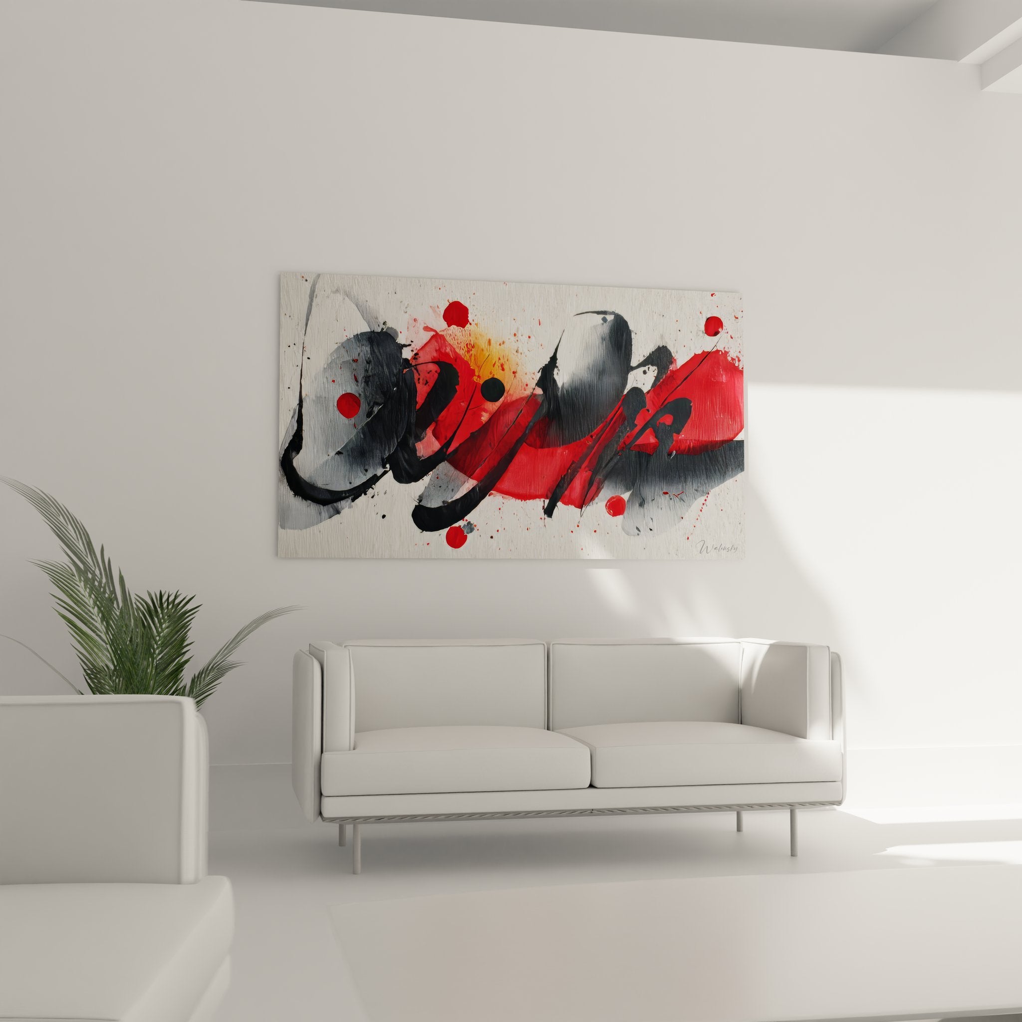 Détail gros plan peinture abstraite rouge avec coups de pinceau expressifs et textures