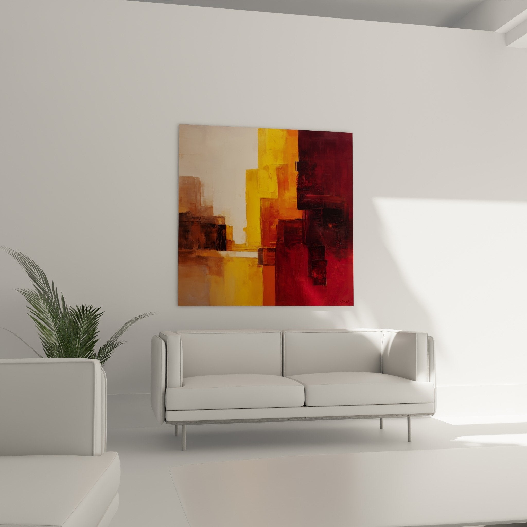detail texture peinture abstraite rouge bordeaux orange vif formes geometriques imbriquees
