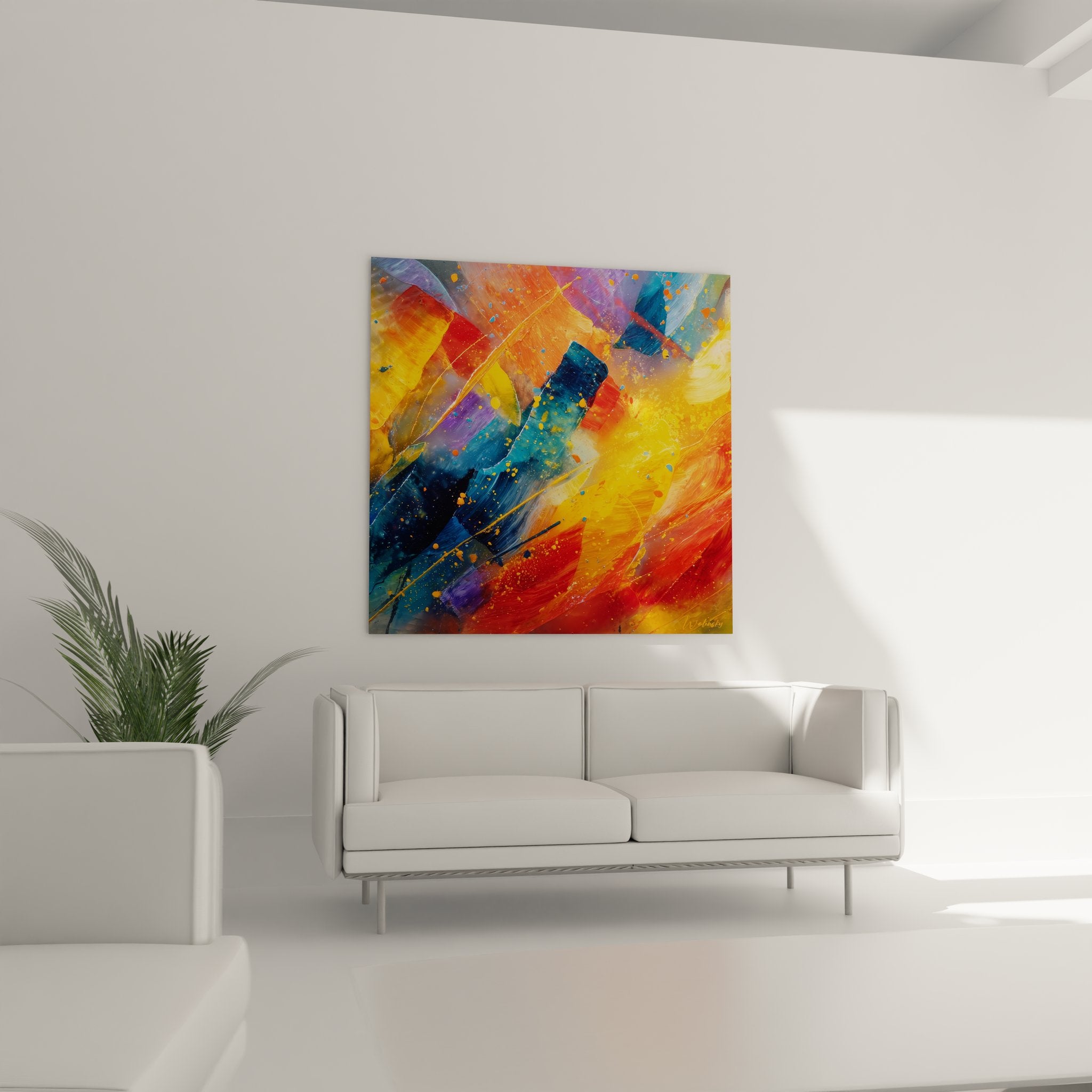 Détail peinture abstraite texture couleurs éclaboussures art contemporain gros plan