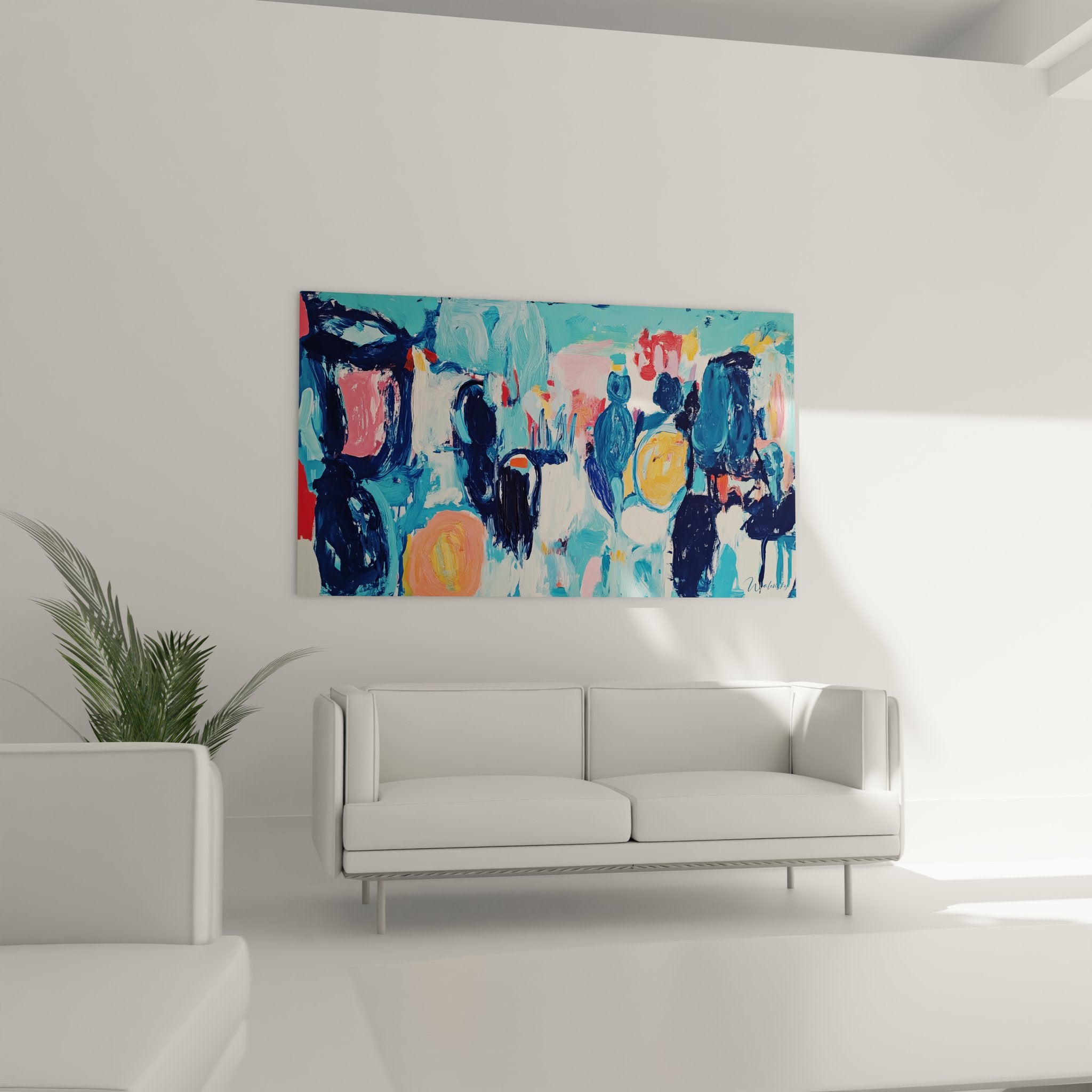 Détail gros plan peinture abstraite moderne montrant texture et couleurs vives composition artistique