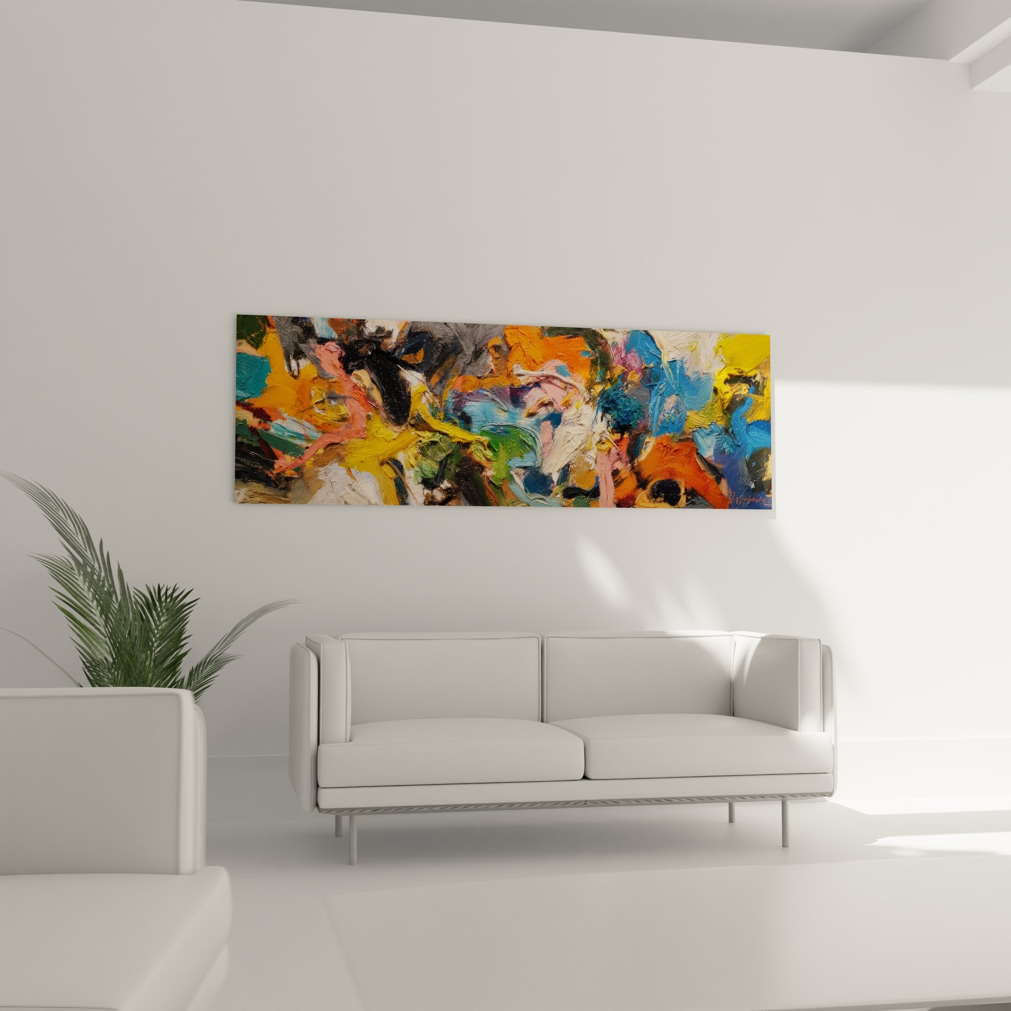 Détail gros plan peinture abstraite montrant textures et empâtements colorés