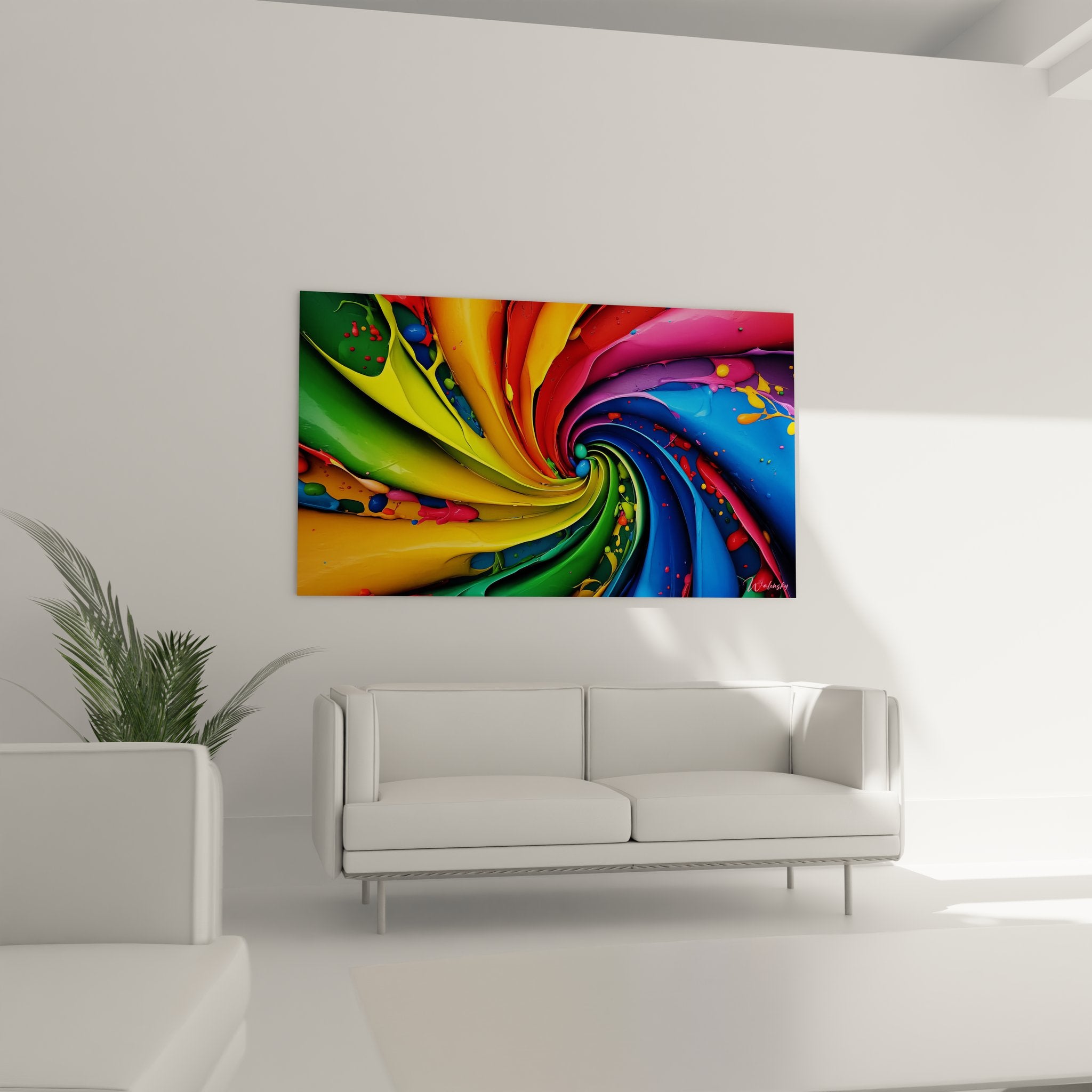 Détail gros plan peinture abstraite spirale multicolore avec effets de matière