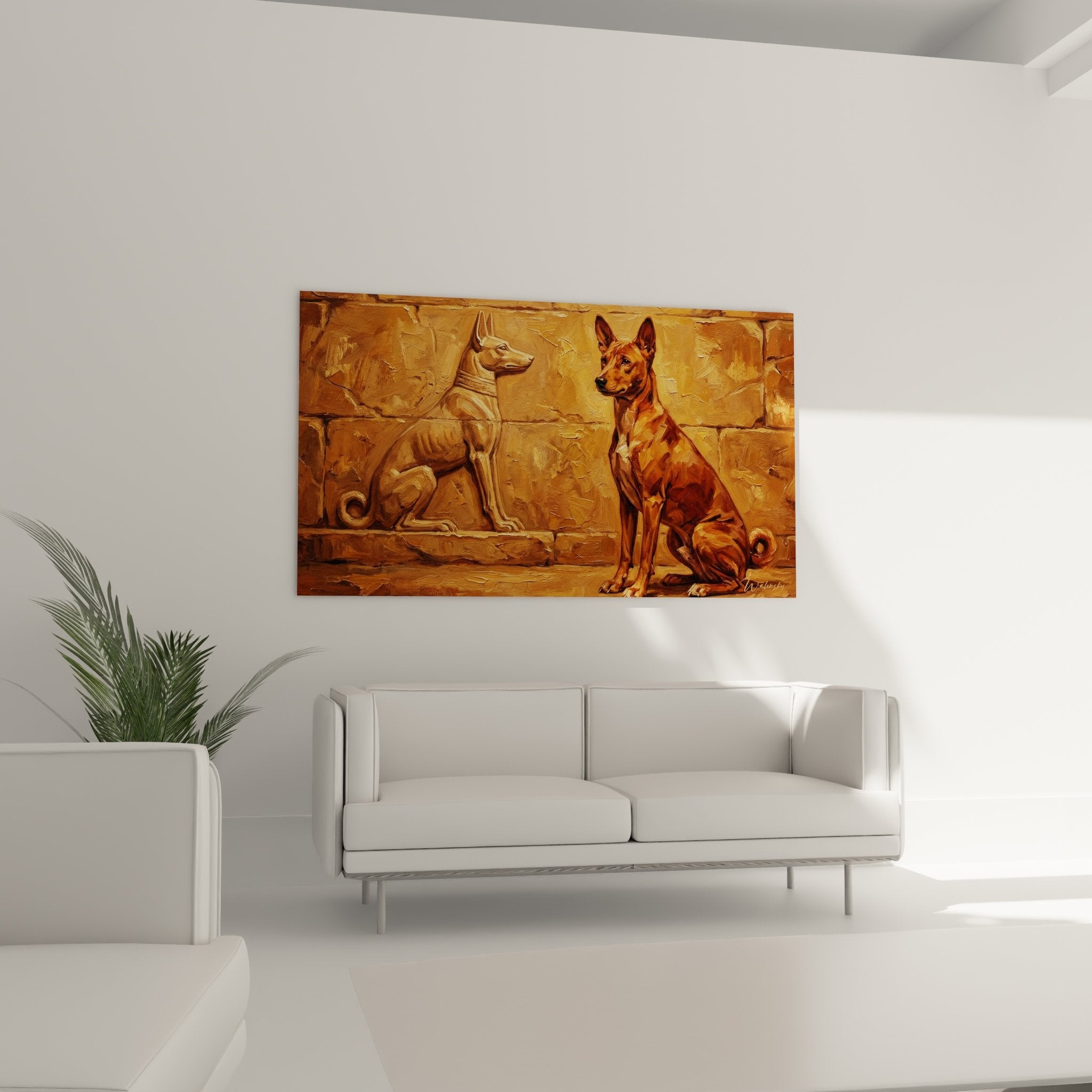Détail peinture basenji roux texture empâtée technique couteau