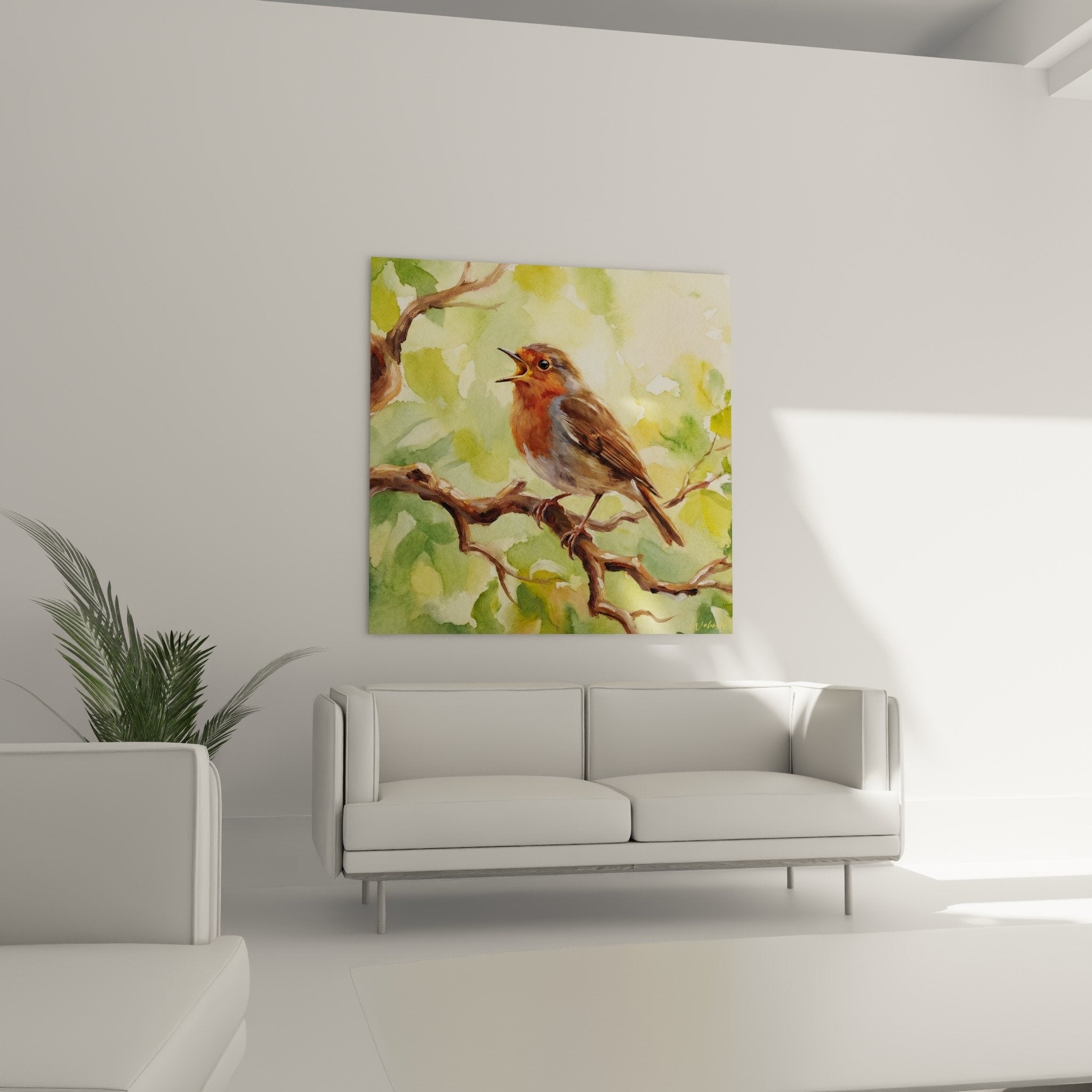 Watercolor painting detail bonsai sculpted branches green leaves colored blending technique