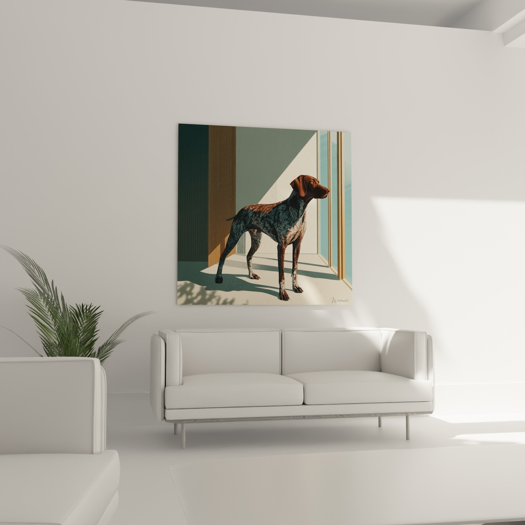 Détail peinture Braque Allemand pelage tacheté art contemporain couleurs naturelles