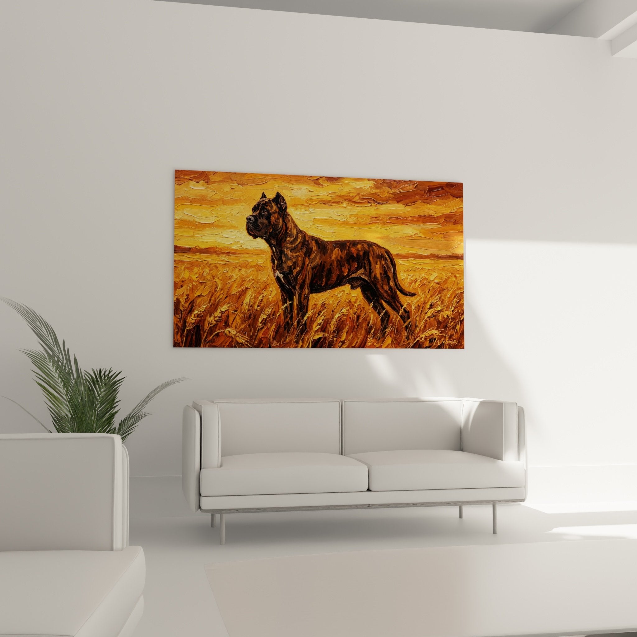 Detail peinture cane corso empâtements texture pelage brun cuivre technique picturale expressive relief