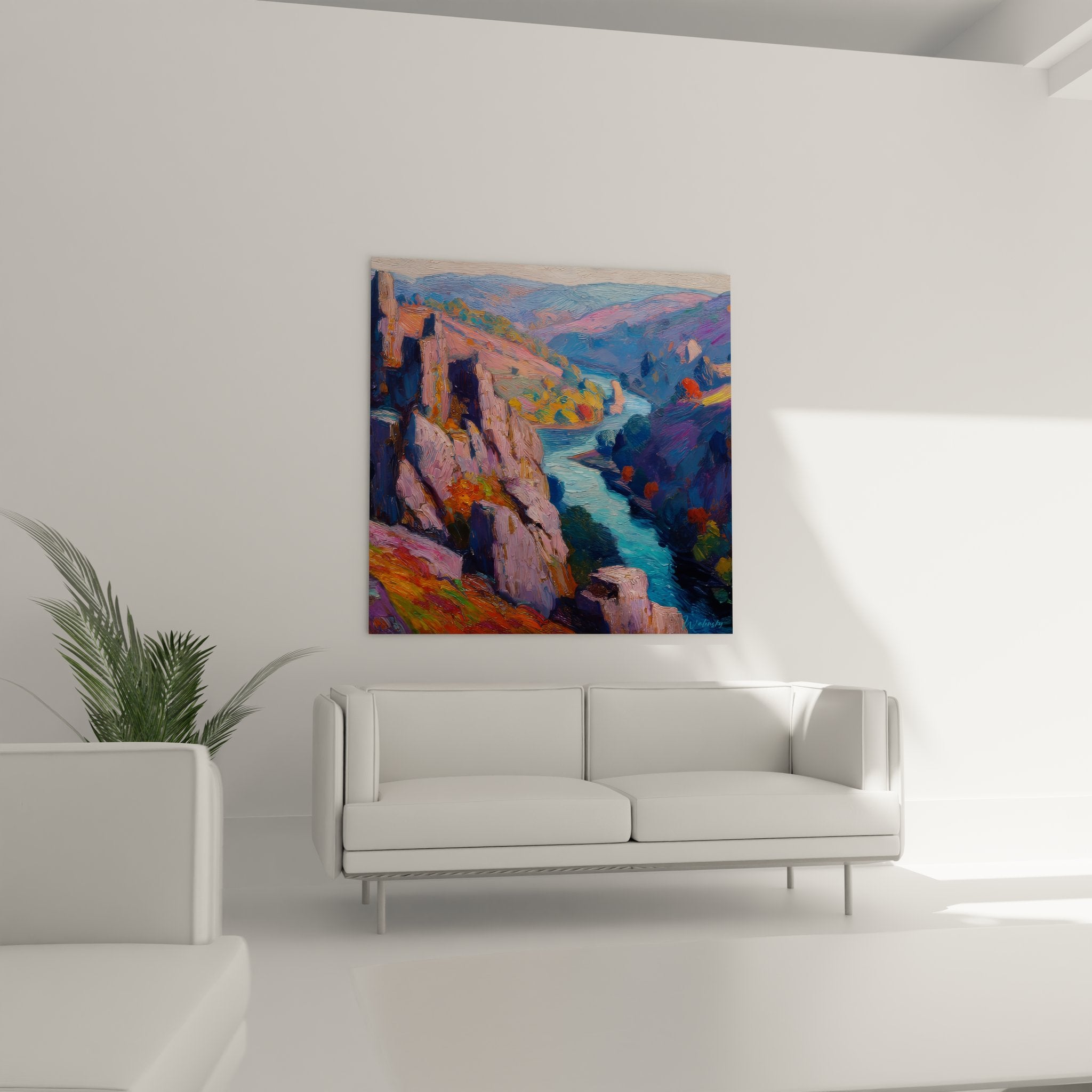 Detail Gemälde Canyon leuchtende Farben Impressionistentechnik Bergkunst