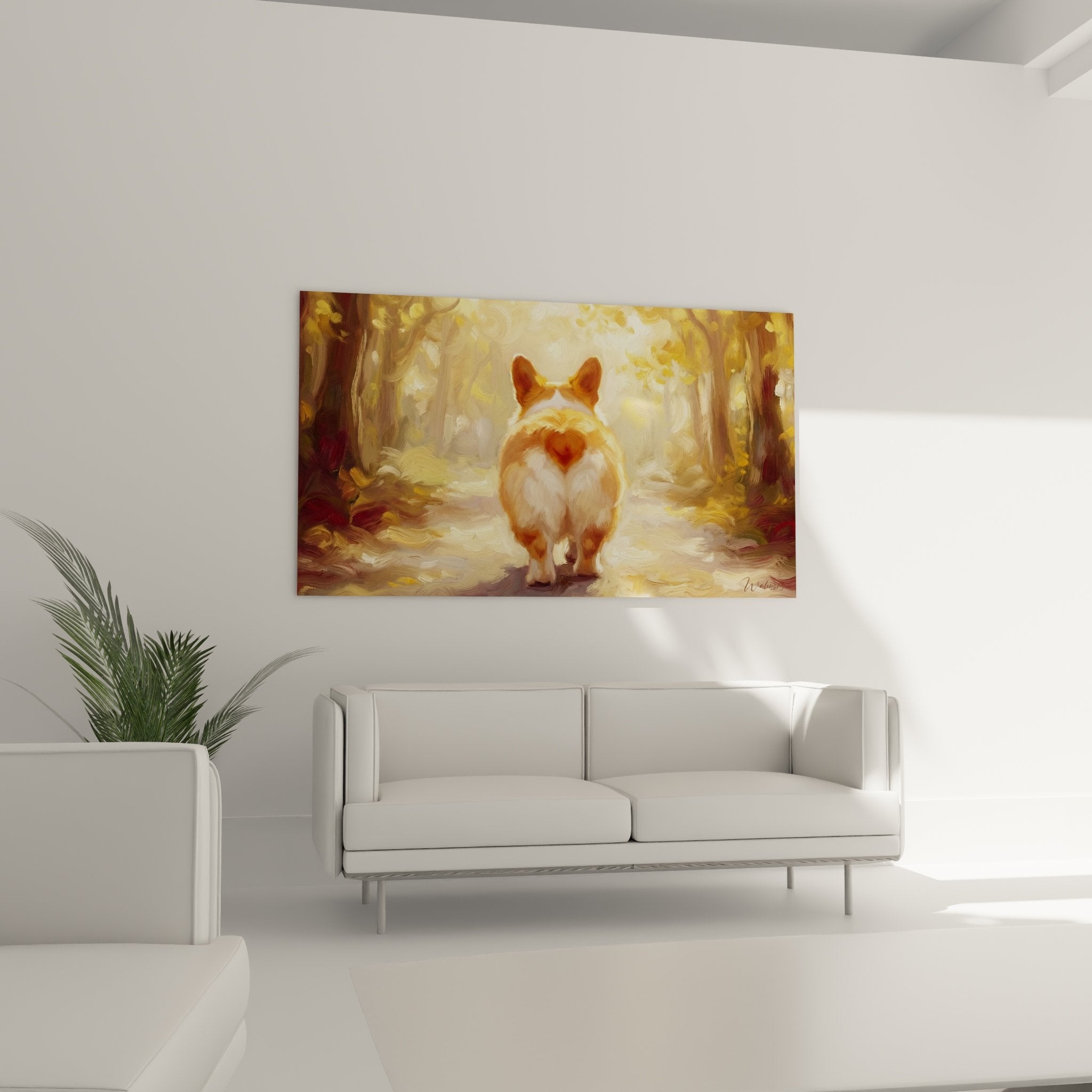 Detail peinture pelage Corgi tons cuivres roux technique picturale touches libres expressives