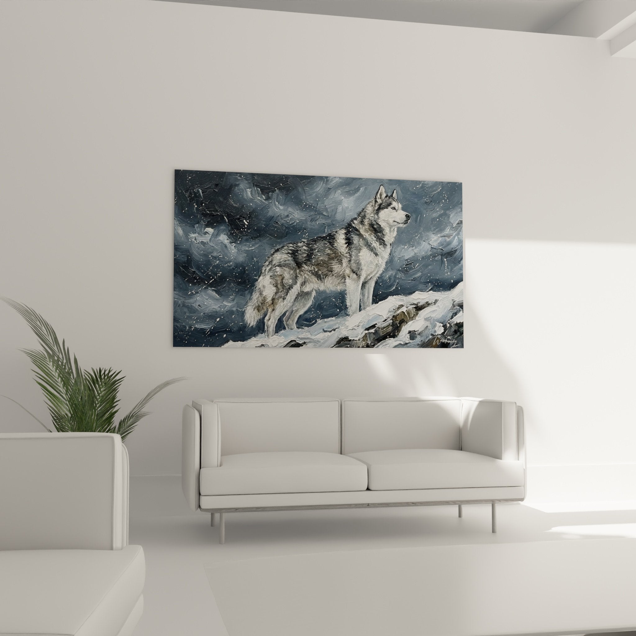 Detail peinture husky siberien flocons neige texture pelage gris blanc