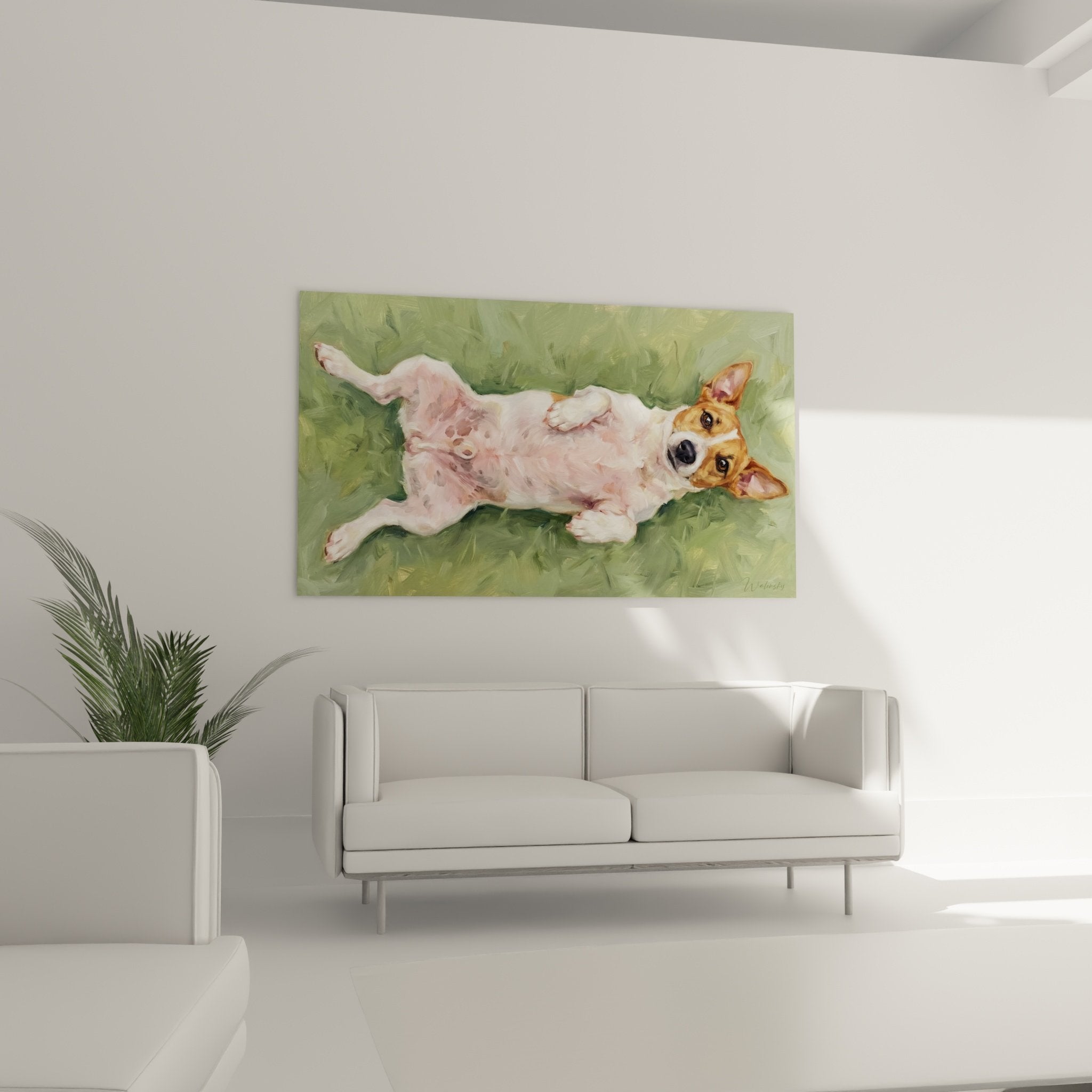Jack Russell Terrier Gemäldedetail, impressionistische Technik, ausdrucksstarke Pinselstriche