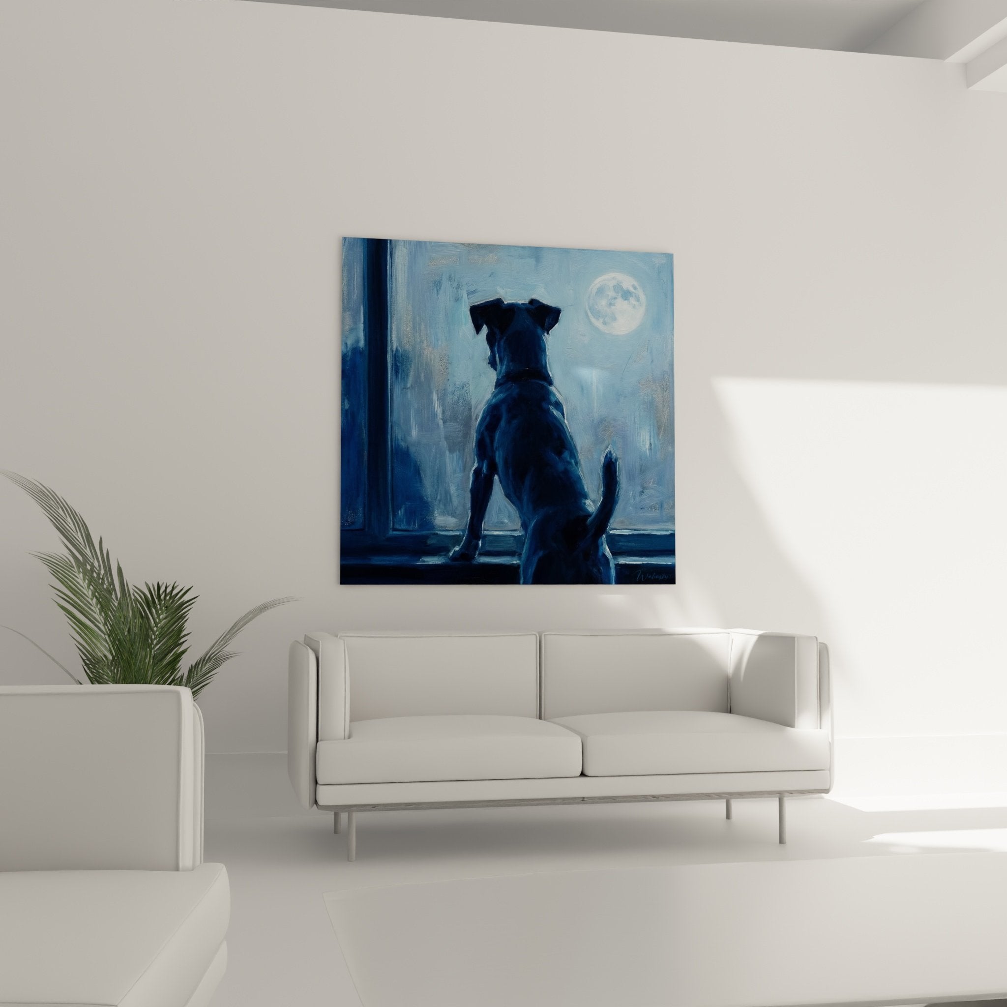 Blue Jack Russell Terrier painting detail textured expressive brushstrokes contemporary animal art