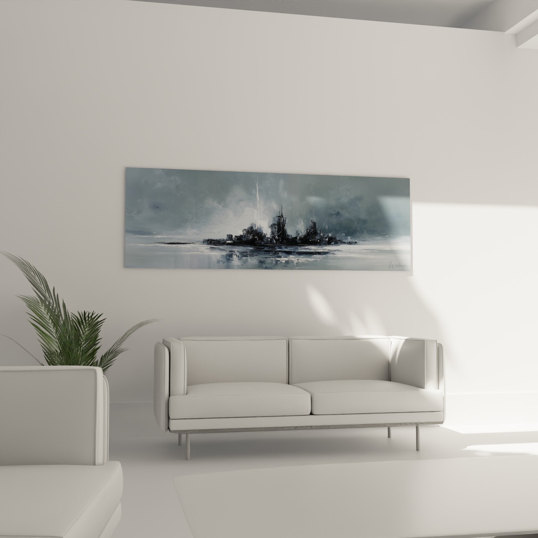 Detail peinture marine tons gris reflets metalliques brume ile centrale feng shui ouest metal