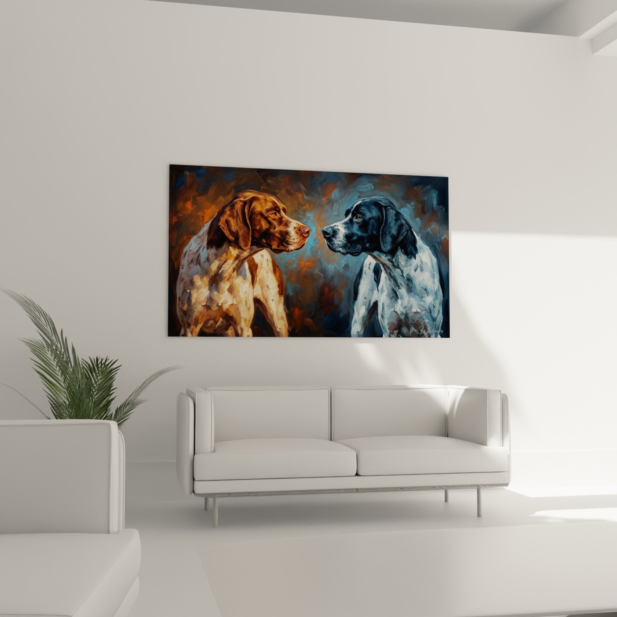 dettaglio pittura pointer inglese pelage texture tratti pennello espressivi ritratto cane caccia
