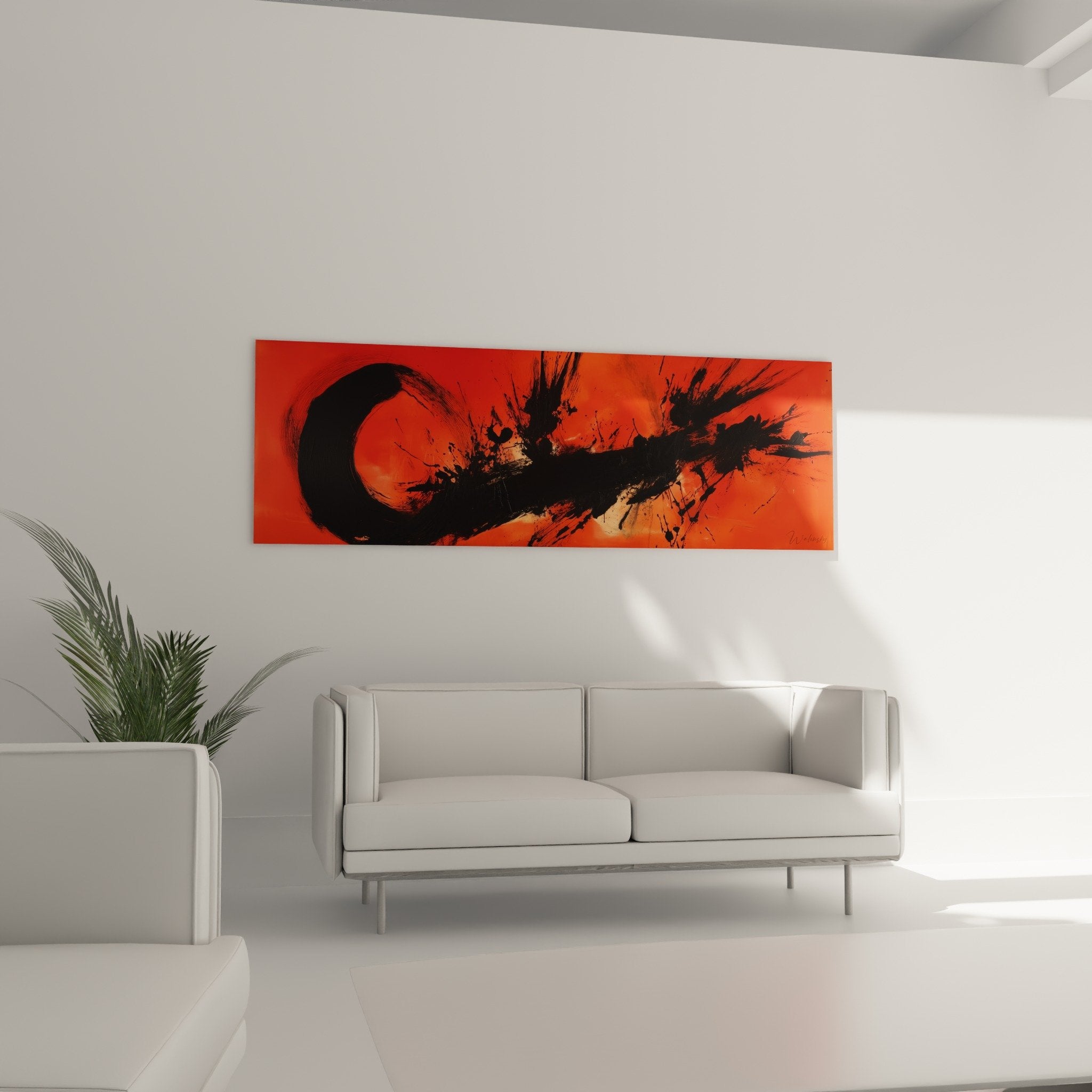 detail peinture rouge projections noires texture gestuelle feng shui sud feu