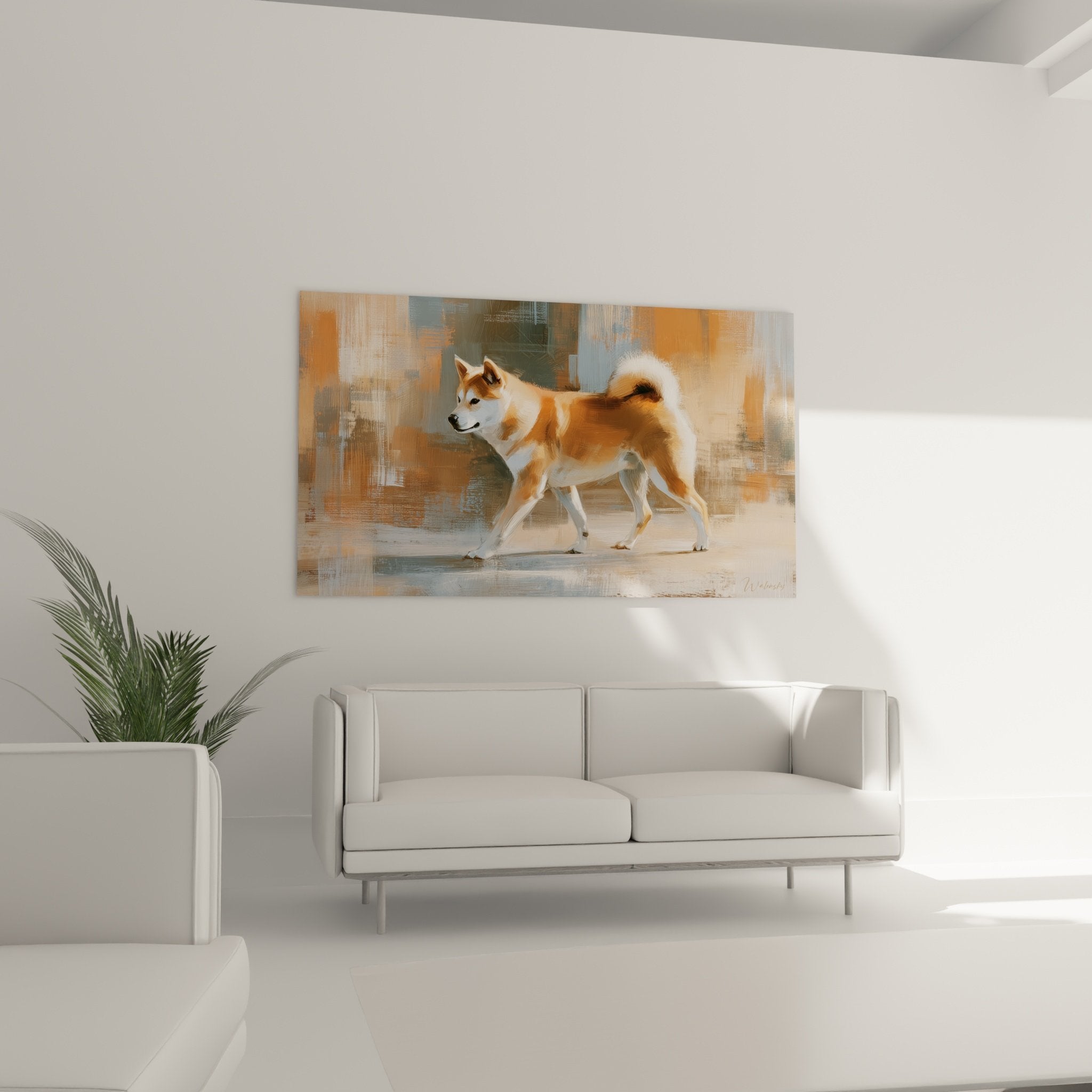 Red Shiba Inu painting detail modern pictorial technique brushstrokes