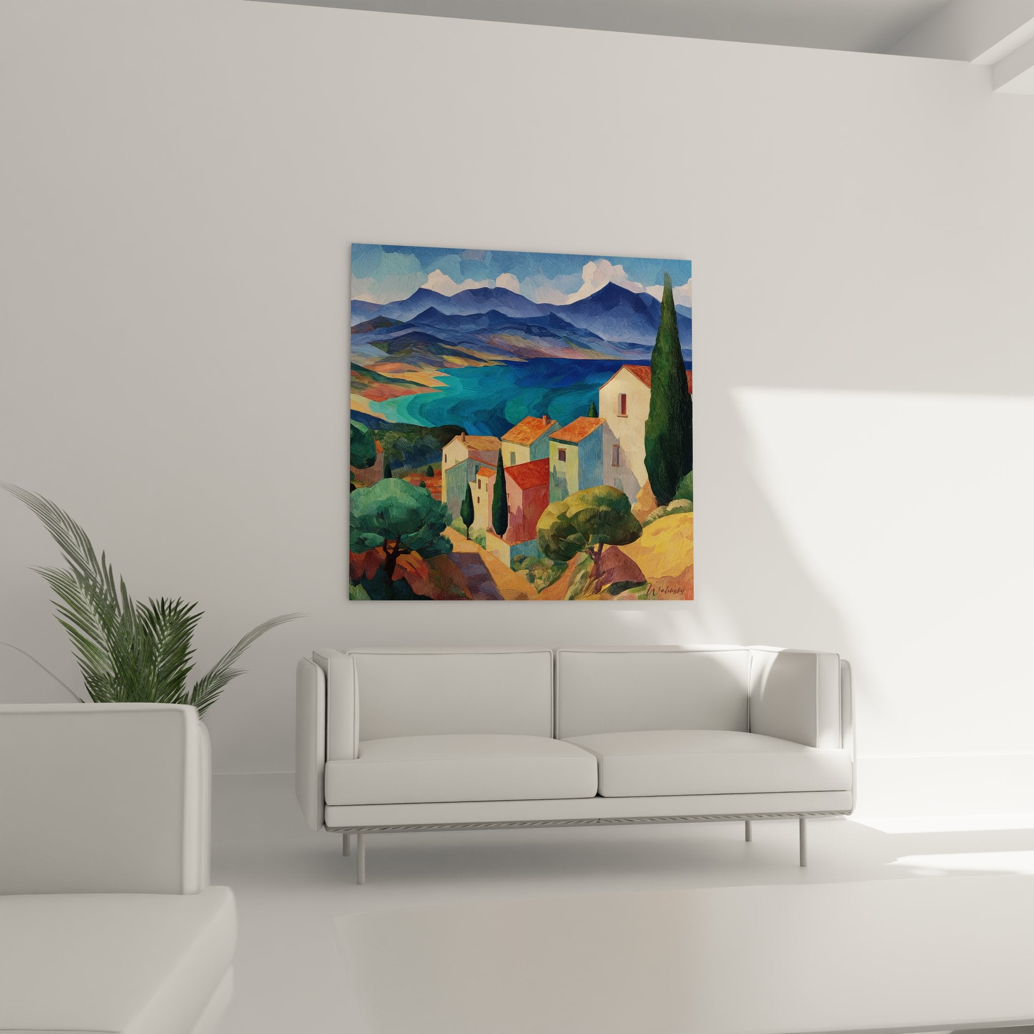 Détail peinture village provençal montrant textures et couleurs méditerranéennes authentiques