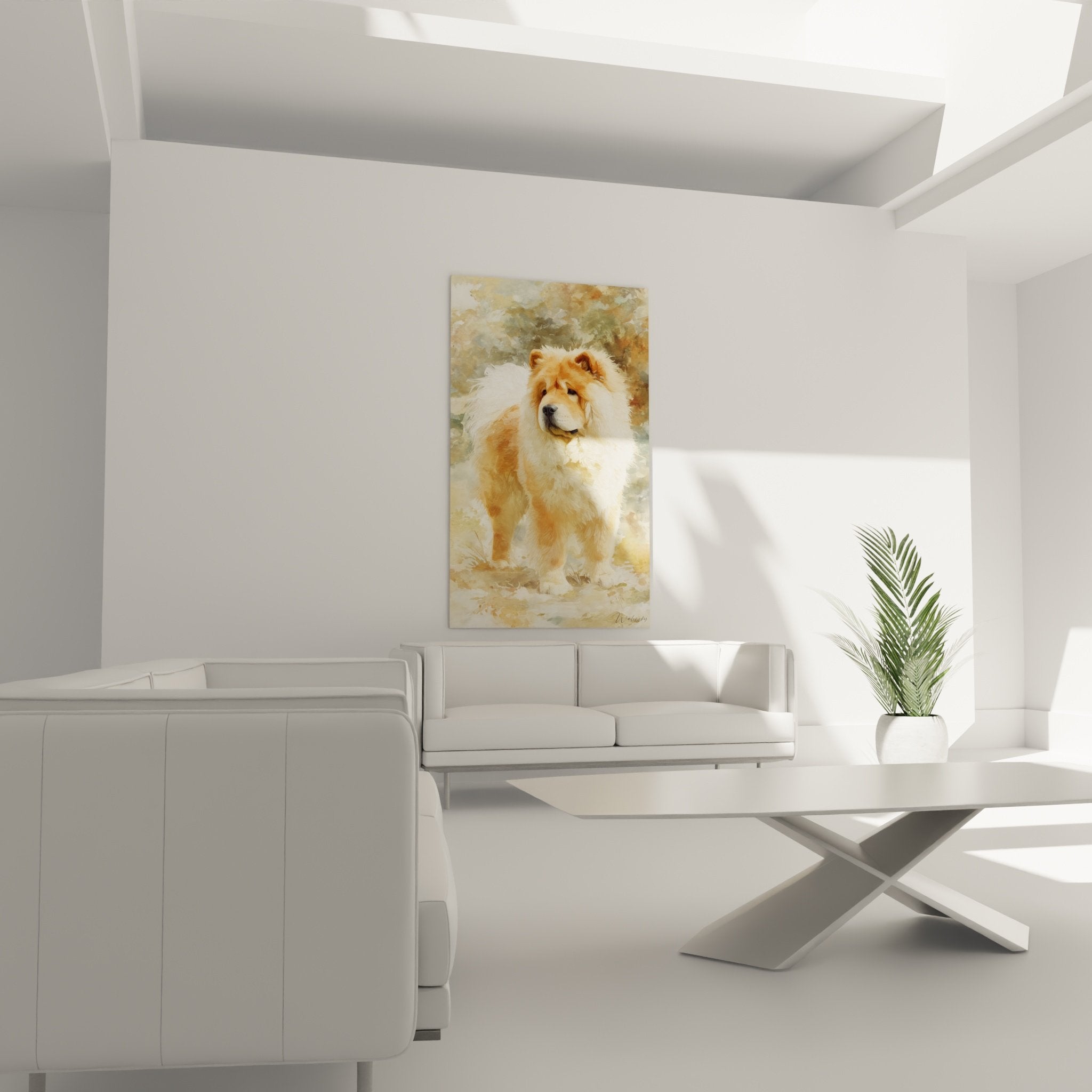 Détail du pelage doré et du regard expressif du Chow Chow - texture réaliste portrait canin artistique