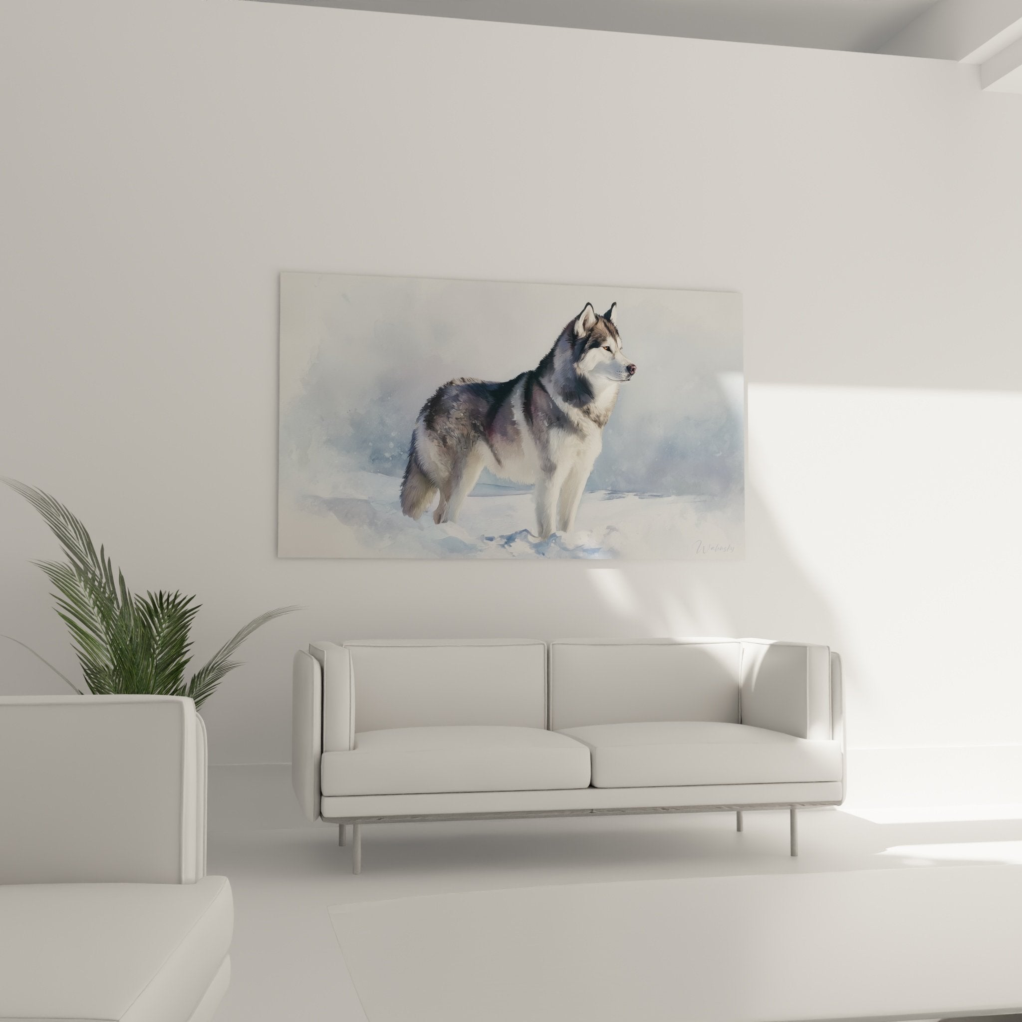 Détail pelage Malamute Alaska, texture fourrure grise et blanche, rendu artistique réaliste
