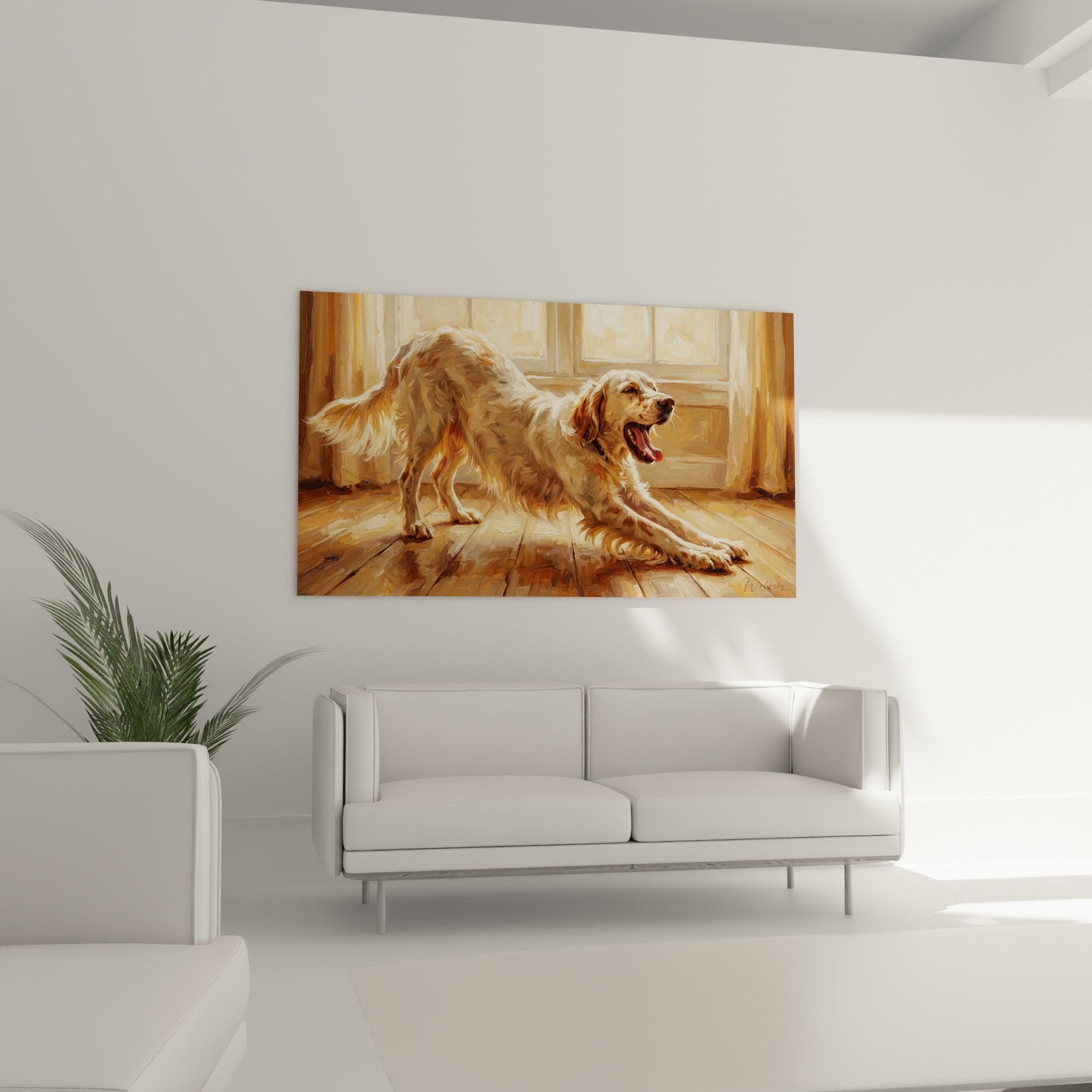 detailliertes fell kupfer english setter seidenartige textur goldene reflexe realistische malerei freudiger ausdruck