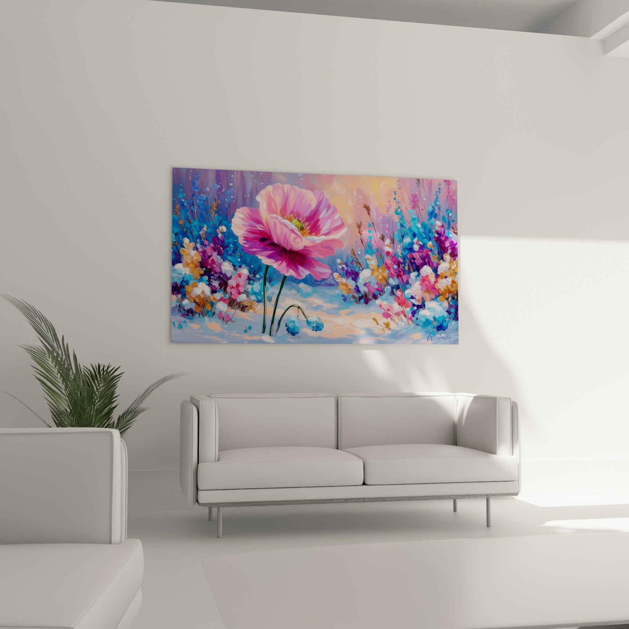 Detail poppy petals pink magenta delicate nuances expressive painterly texture winter blooming