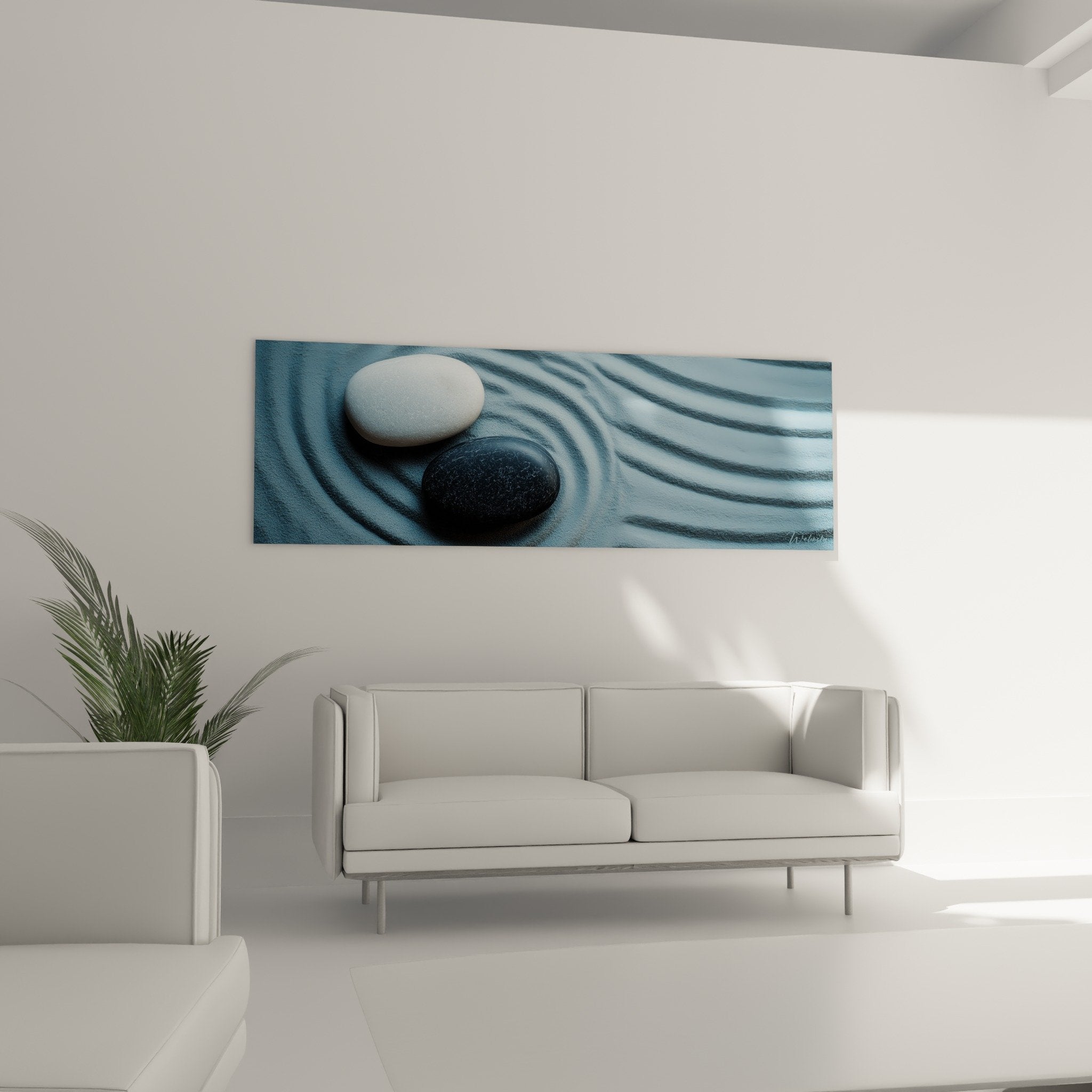 Detail pierres contrastees noire blanche texture sable ratisse motifs ondulations zen meditation