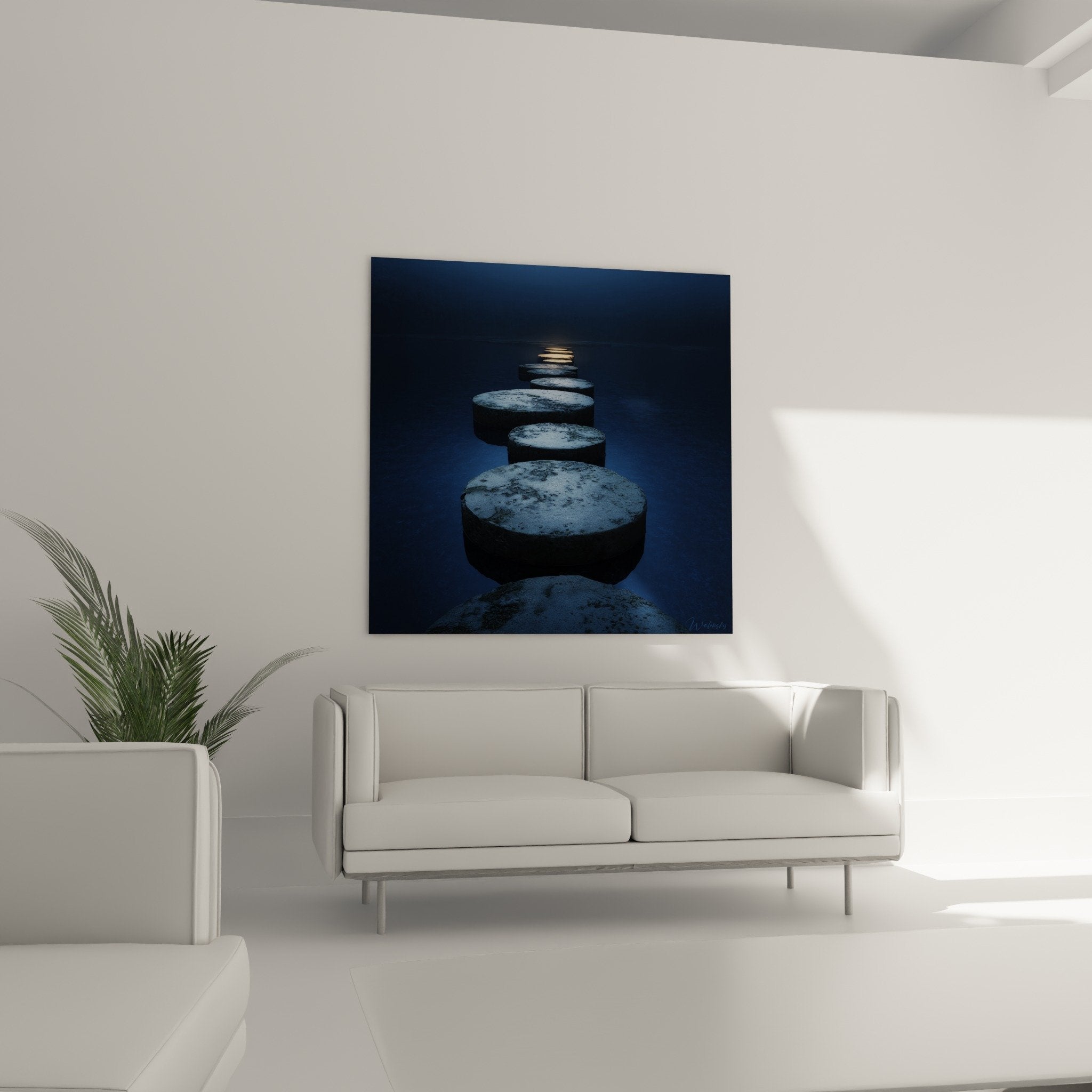 Detail of speckled zen stones deep blue reflections natural texture meditation