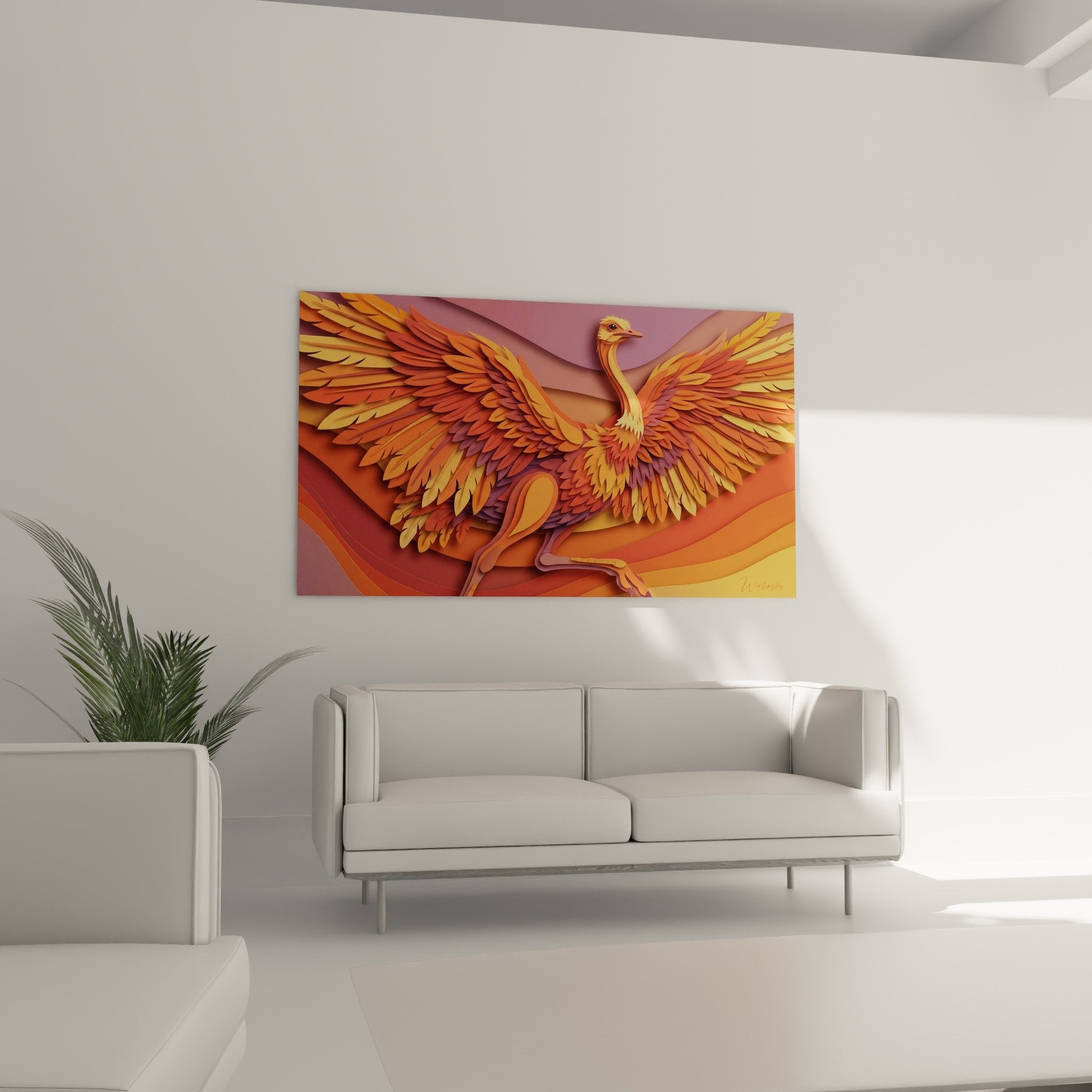 Detail plumes autruche orange cuivre texture artistique multicouche effet profondeur