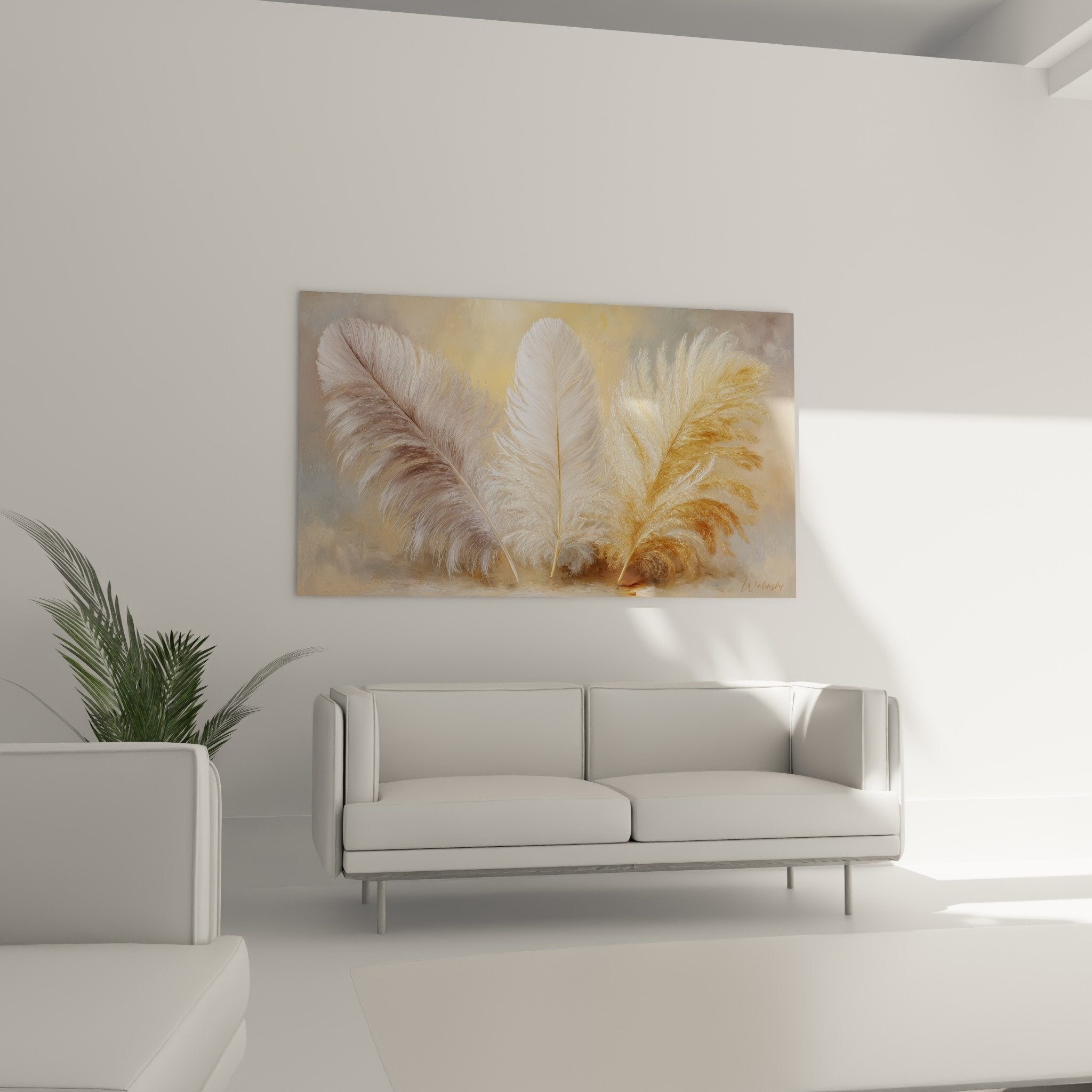 Realistic feathers detail textured barbs beige chocolate white pearl gold tones