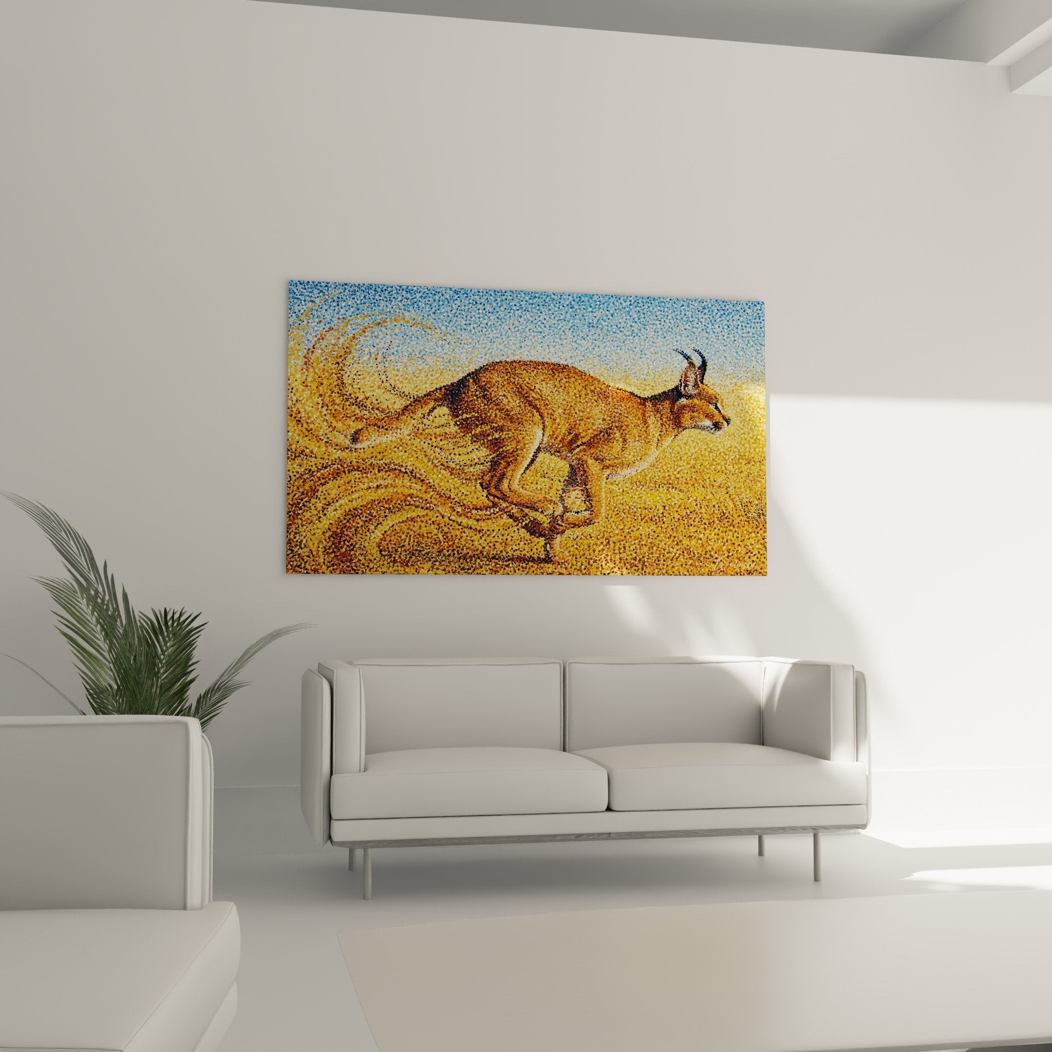 technische Details pointillistischer Caracal farbige Punkte künstlerische Textur