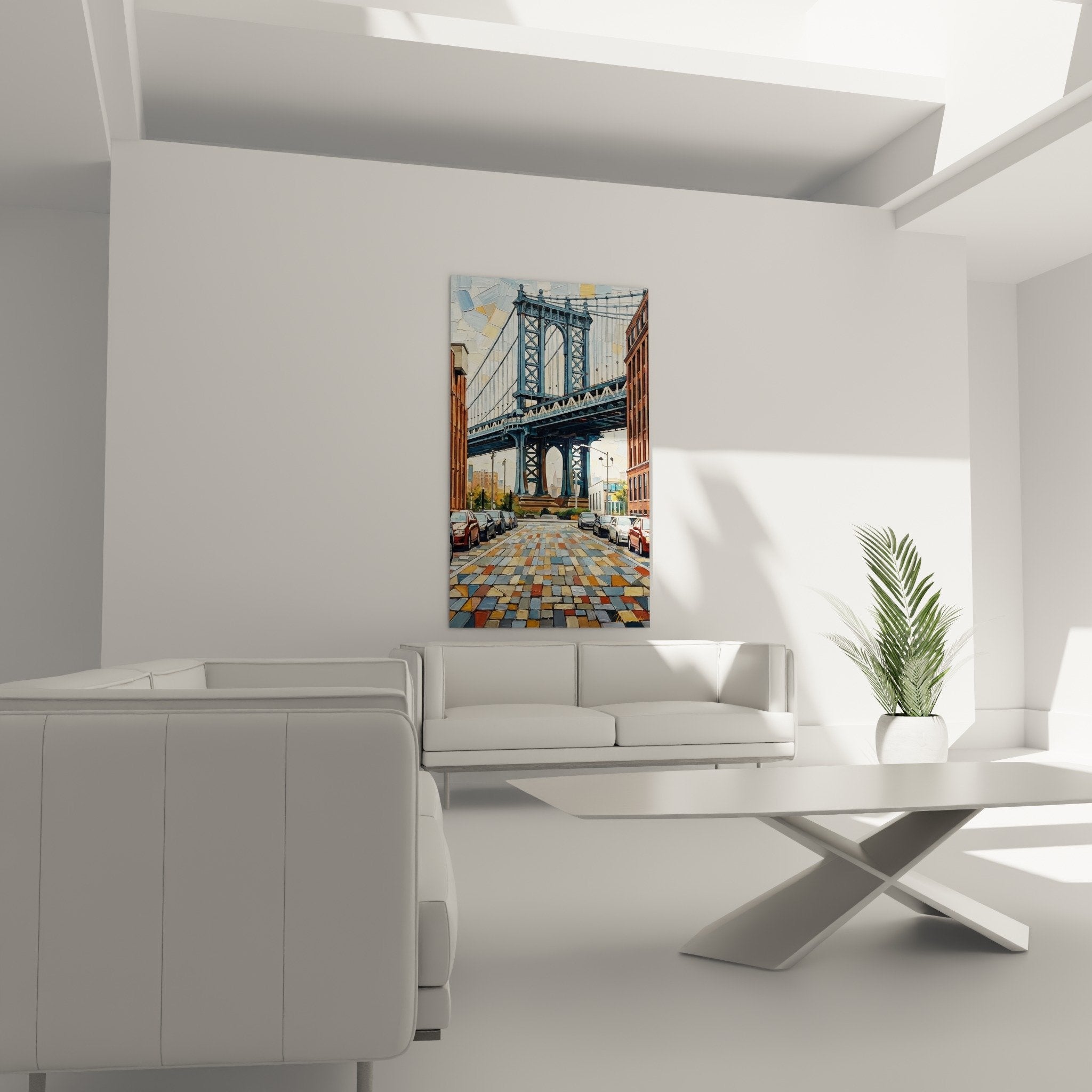 detail pont manhattan structure acier bleu cables suspension architecture industrielle brooklyn