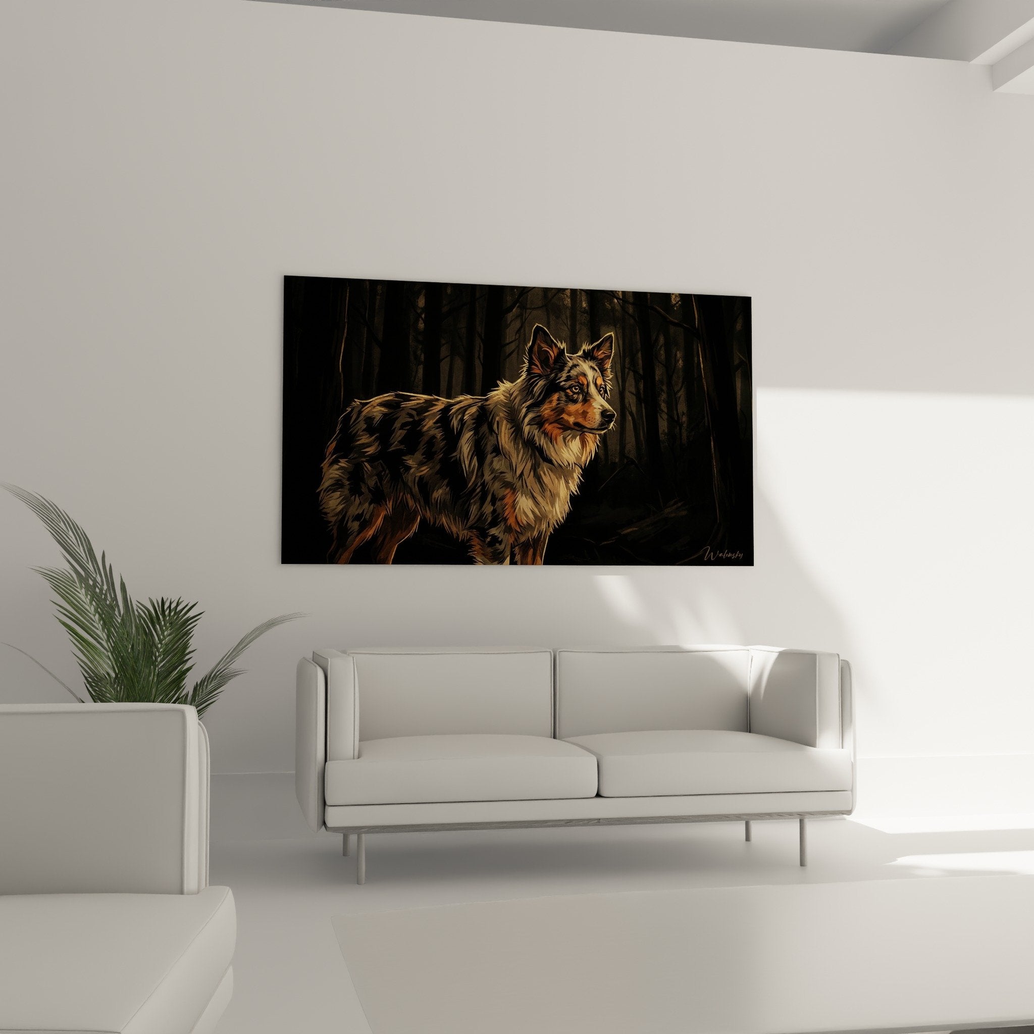 Détail portrait Berger Américain Miniature pelage doré yeux ambrés expression contemplative