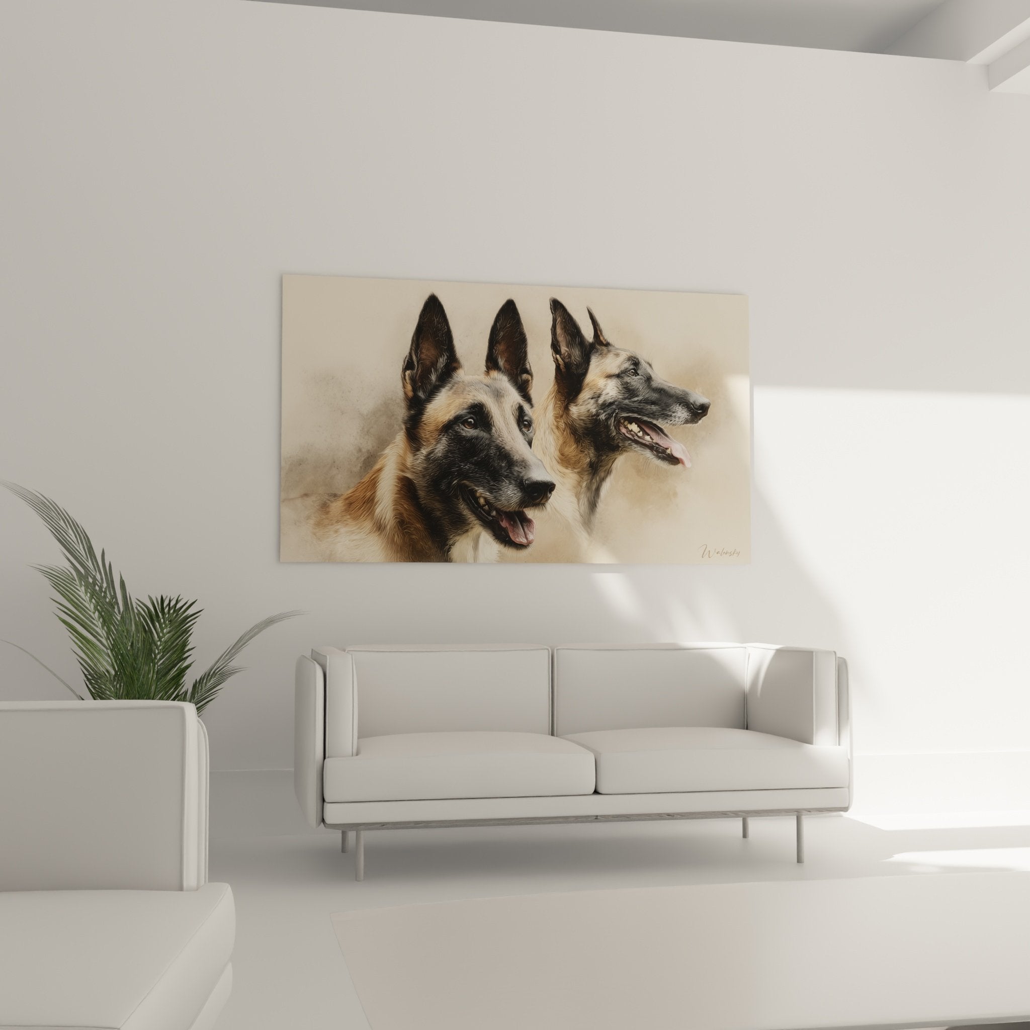 Detailporträt Belgischer Schäferhund Malinois mit realistischer Textur des falbigen Fells