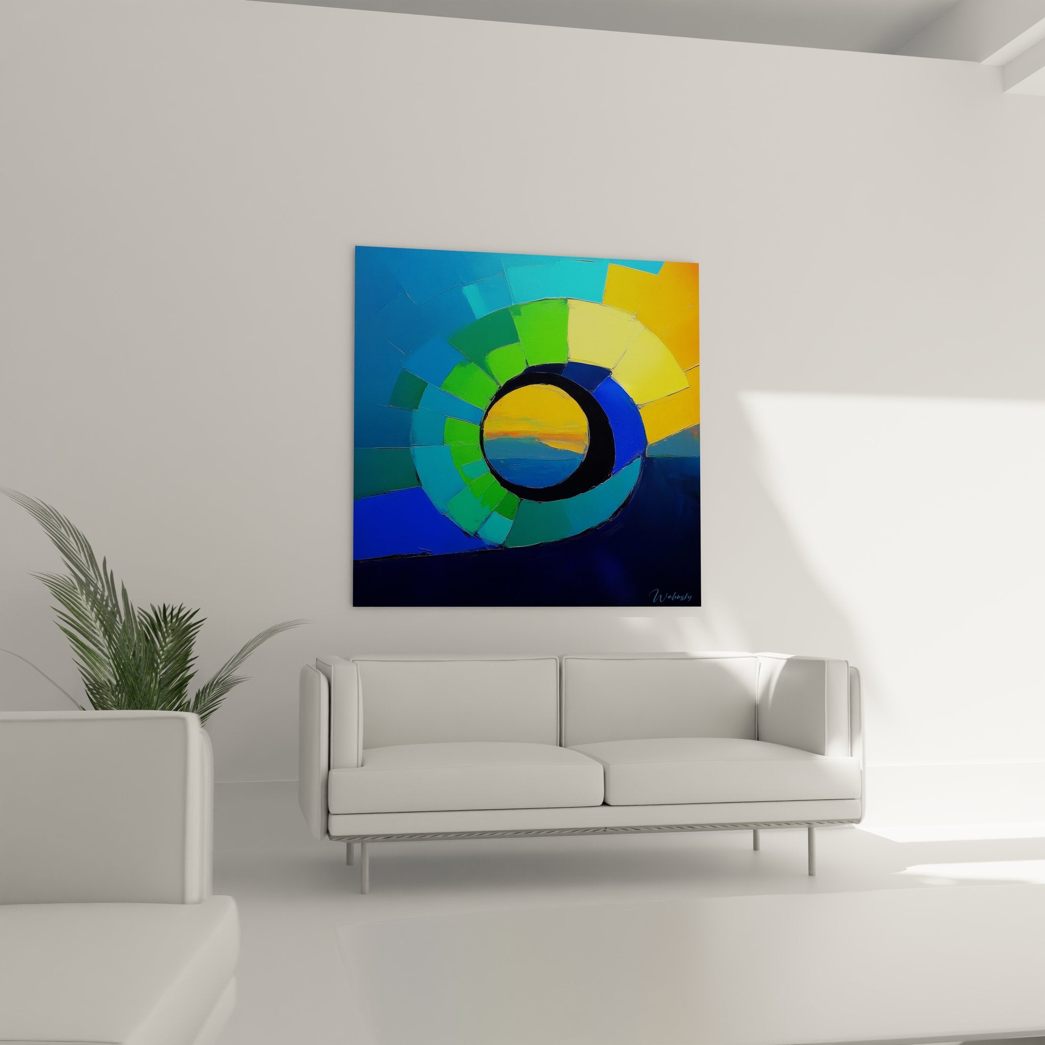 Détail spirale colorée arc-en-ciel peinture abstraite géométrique segments colorés