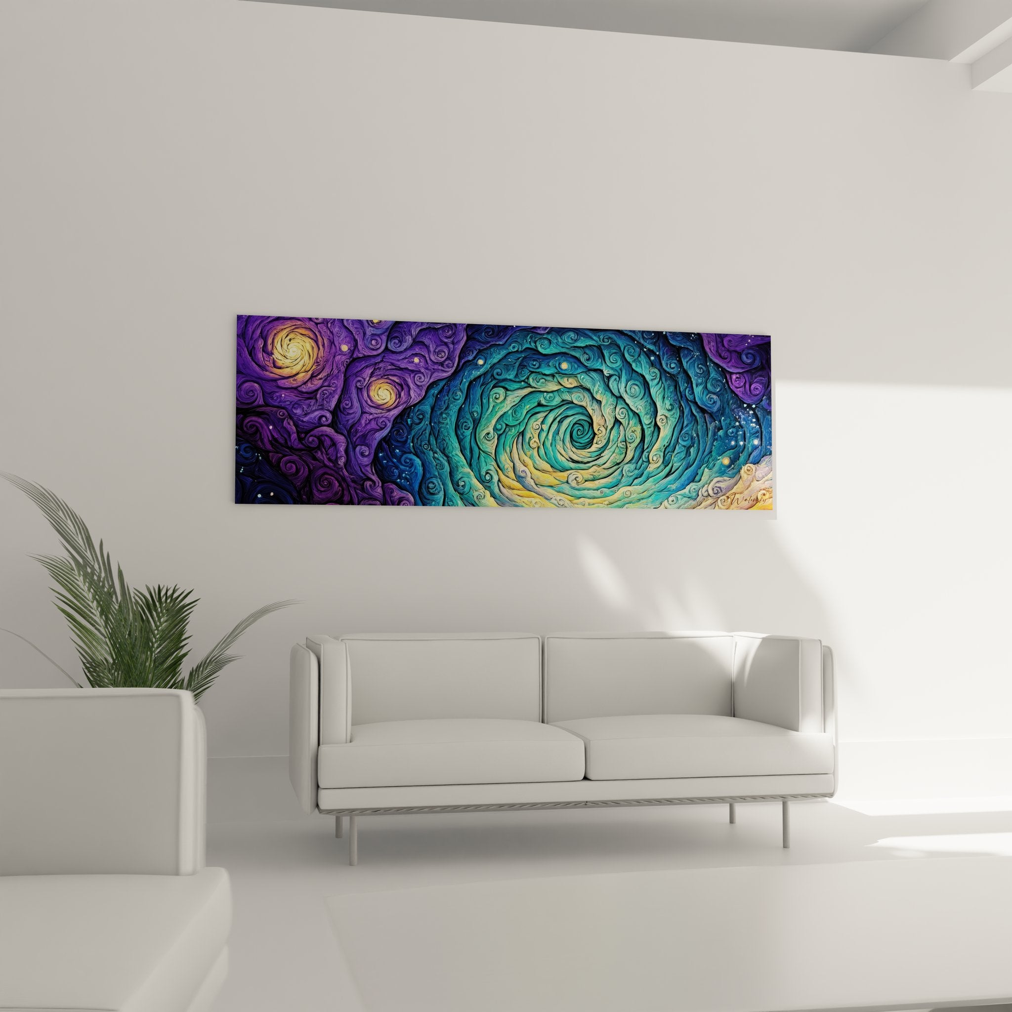 Gros plan détail spirale cosmique texture tourbillon couleurs violet bleu turquoise